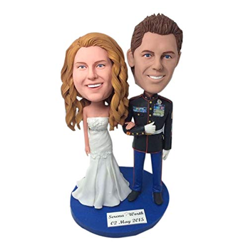 Custom Military Wedding Cake Topper - Personalized Bobble Head Clay Figurine for Army Couples - Unique Military Wedding Gift for Soldiers & Veterans - Perfect for Military Themed Weddings & Anniversaries
