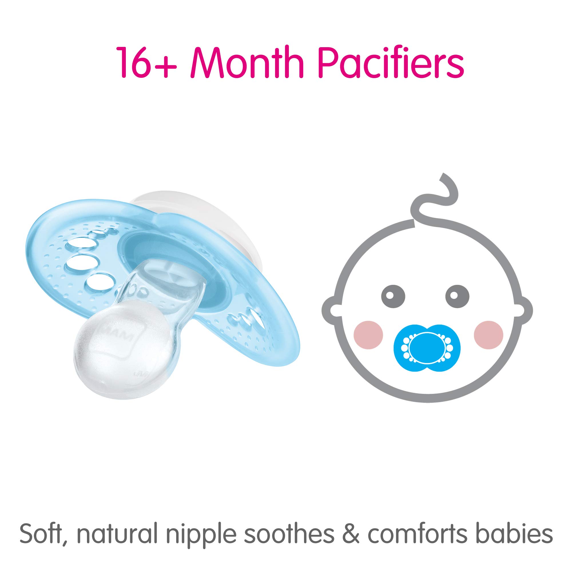 MAM Original Baby Pacifier for Boys 16+ Months - Orthodontic Nipple Promotes Healthy Oral Development - Includes Sterilizer Case (2-Pack, Camo Design) - Perfect for Travel, Daycare & Soothing Fussy Babies