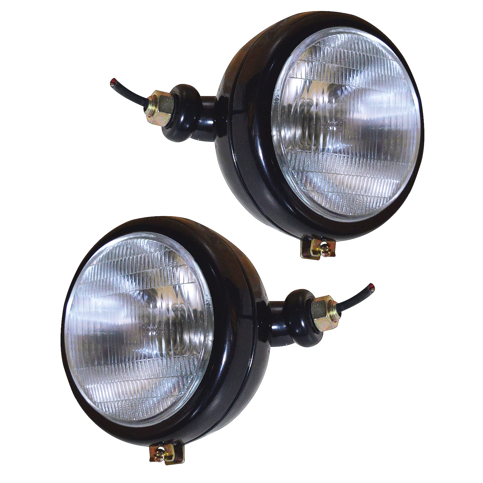 Black Butler Style Headlights with 12V Bulbs - Compatible with David Brown, Massey Ferguson 35 35X 65 765 & Case/IH Tractors - Durable Tractor Light Switch Assemblies for Farming & Night Operations