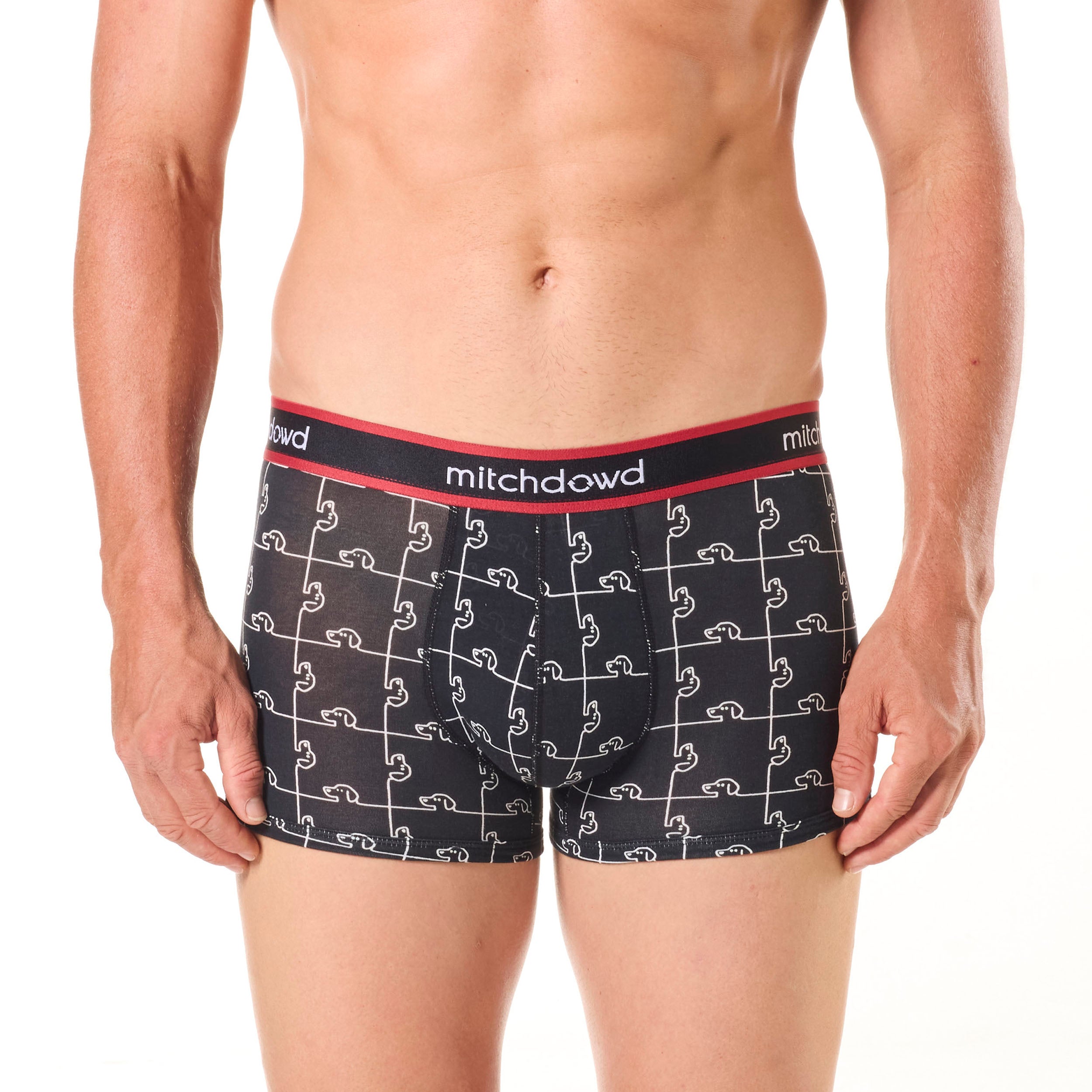 Men's Cotton Dog Print Boxer Briefs 3-Pack - Comfortable Underwear for Casual Wear, Lounge & Sleep - Red