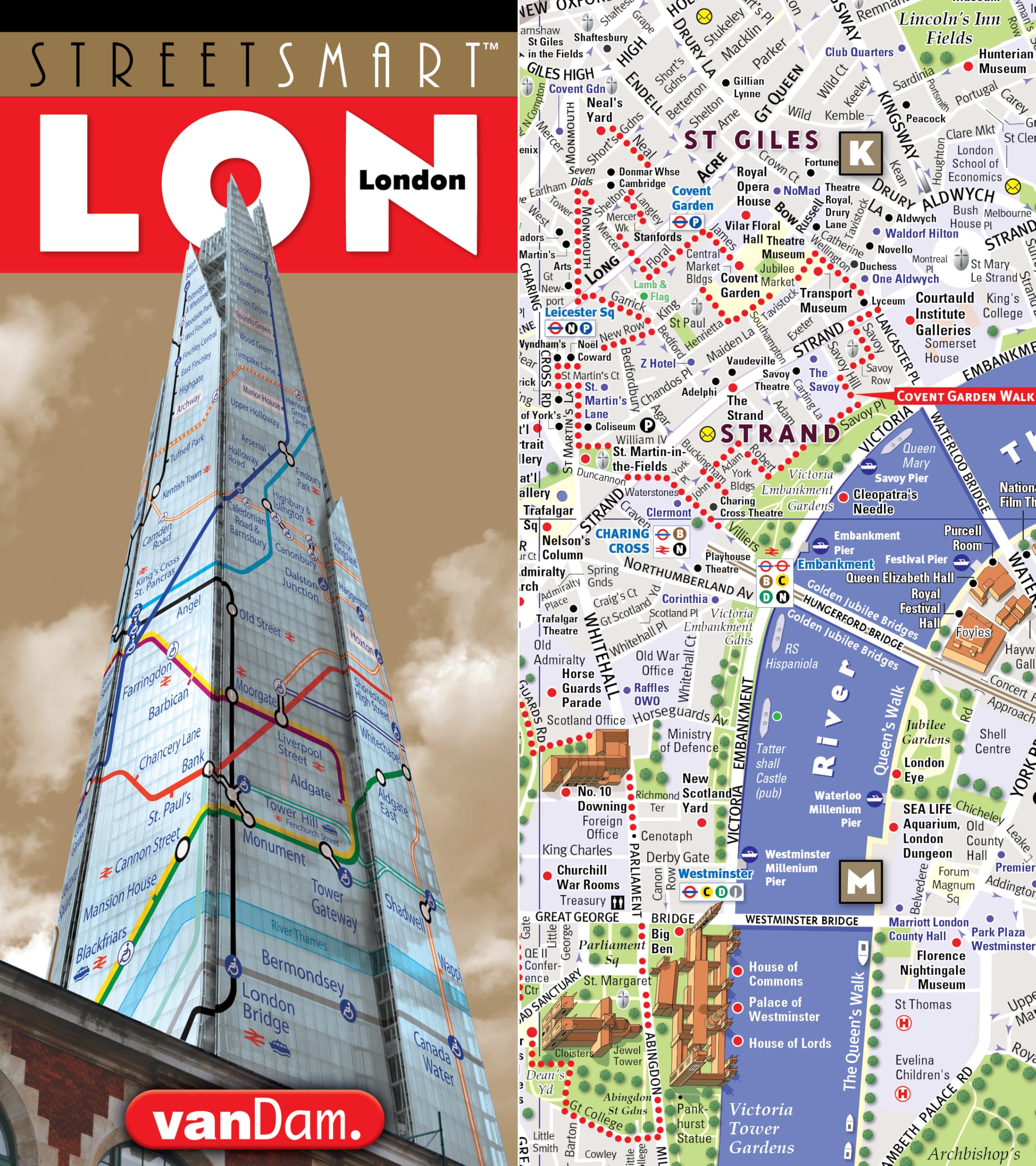 VanDam StreetSmart® London Map 2025 - Laminated Pocket Travel Map of Central London with Tube Stations, Museums, Attractions & Hotels | Perfect for Tourists, Business Travel & City Exploration