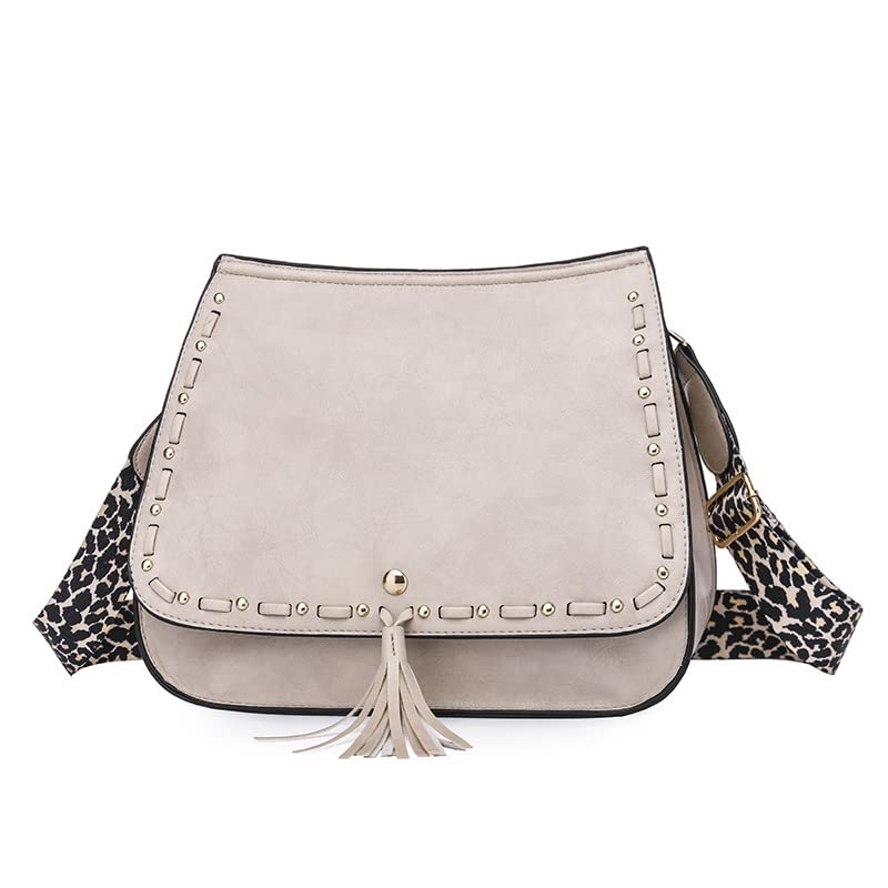 Vintage Women's Shoulder Bag - Classic Crossbody Purse with Leopard Print Strap & Fringe | Perfect for Casual Outings, Travel & Everyday Use