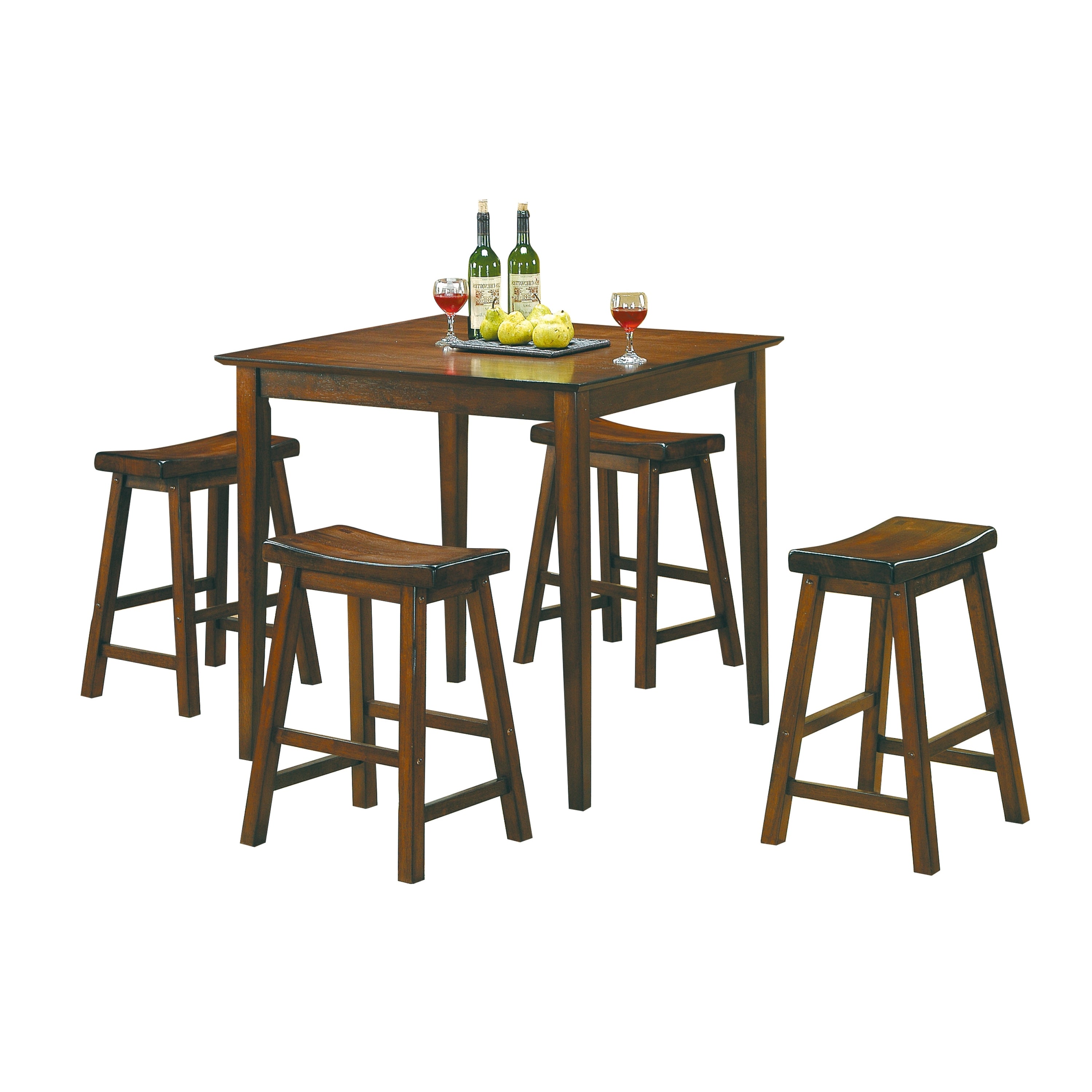 18 Inch Solid Wood Saddle Seat Bar Stools Set of 2 - Cherry Finish Counter Height Stools for Kitchen Island, Breakfast Bar & Casual Dining - Rustic Home Furniture