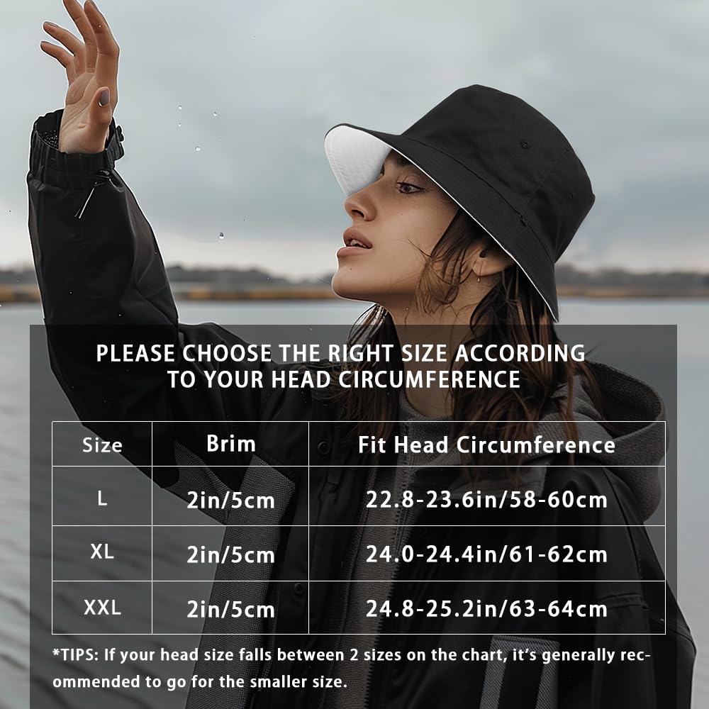 XXL Oversized Reversible Cotton Bucket Hat - Unisex Double-Sided Fisherman Sun Hat for Men & Women | Perfect for Beach, Summer Outfits & Outdoor Activities