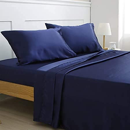 Luxury Blue Queen 5-Piece Comforter Bedding Set - 100% Egyptian Cotton 600 Thread Count Baffle Box Pinch Pleat Design | Includes Comforter, Flat Sheet, Fitted Sheet & 2 Pillowcases | Perfect for Master Bedroom, Guest Room & Hotel Style Decor