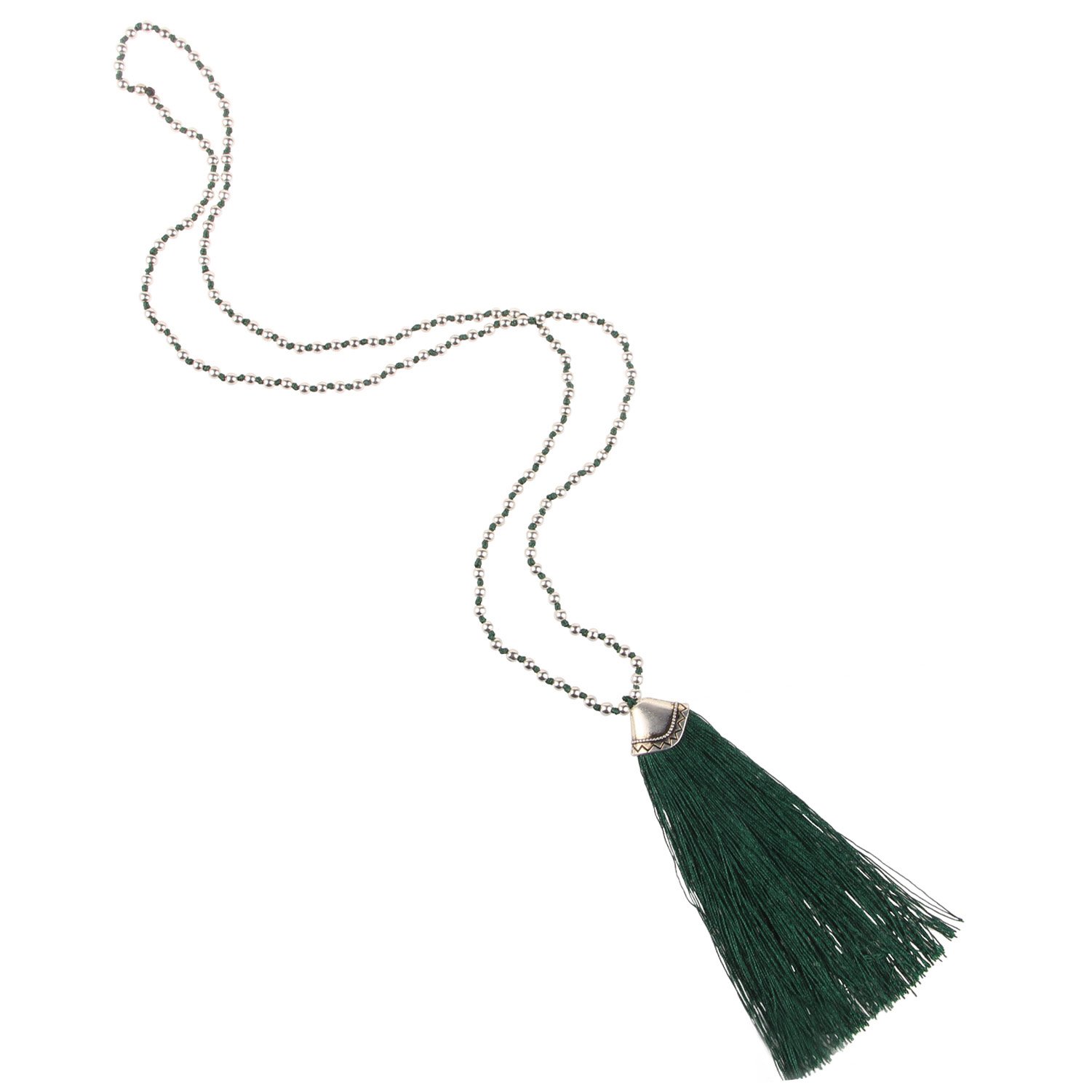 KELITCH Bohemian Tassel Necklace for Women - 925 Sterling Silver Beaded Necklace | Perfect for Festival, Beach, and Boho Chic Outfits