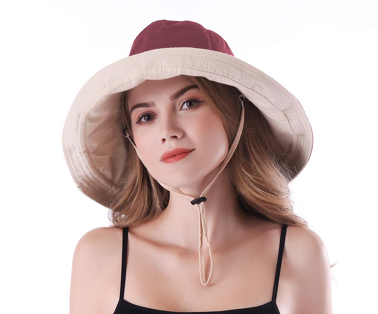 AMAKU Women's Wide Brim Sun Hat - Packable, Foldable UV Protection Bucket Hat for Beach, Travel & Outdoor Activities