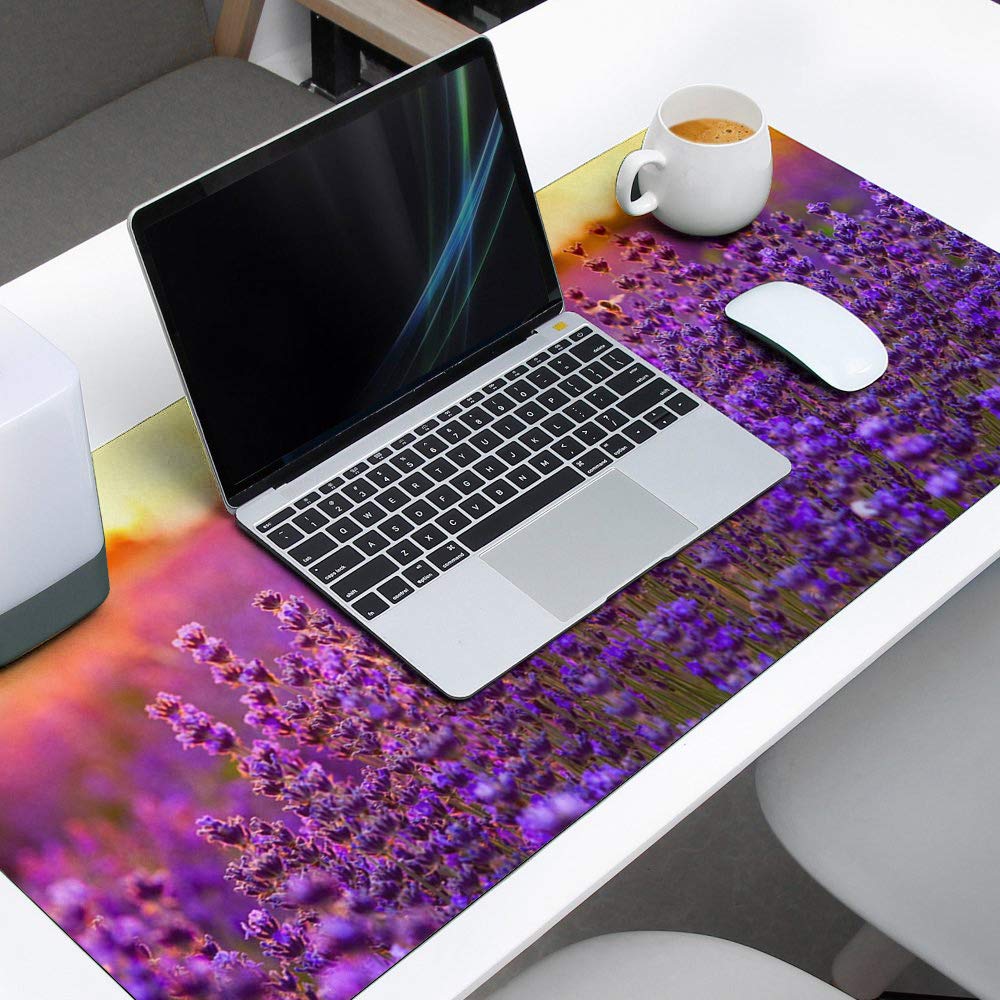 35x15 Inch Oversized Soft Desk Pad - Waterproof Office Desk Mat for Writing & Gaming, Sunset Lavender Purple - Perfect for Home Office, Gaming Setup & Workspace Protection