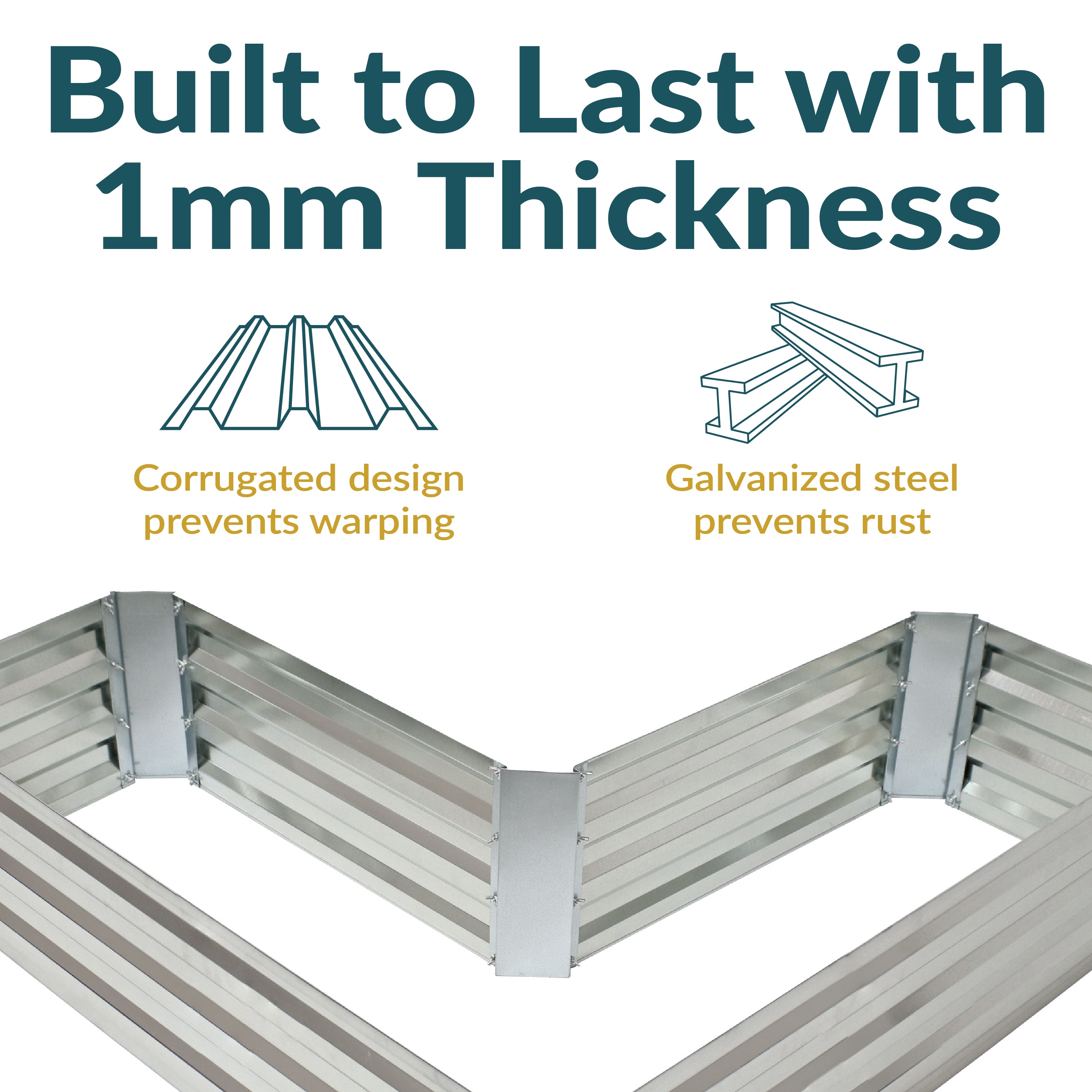 Galvanized Steel L-Shaped Raised Garden Bed Kit - Durable Outdoor Planter Box for Vegetables, Flowers & Herbs - Perfect for Patio, Backyard & Urban Gardening