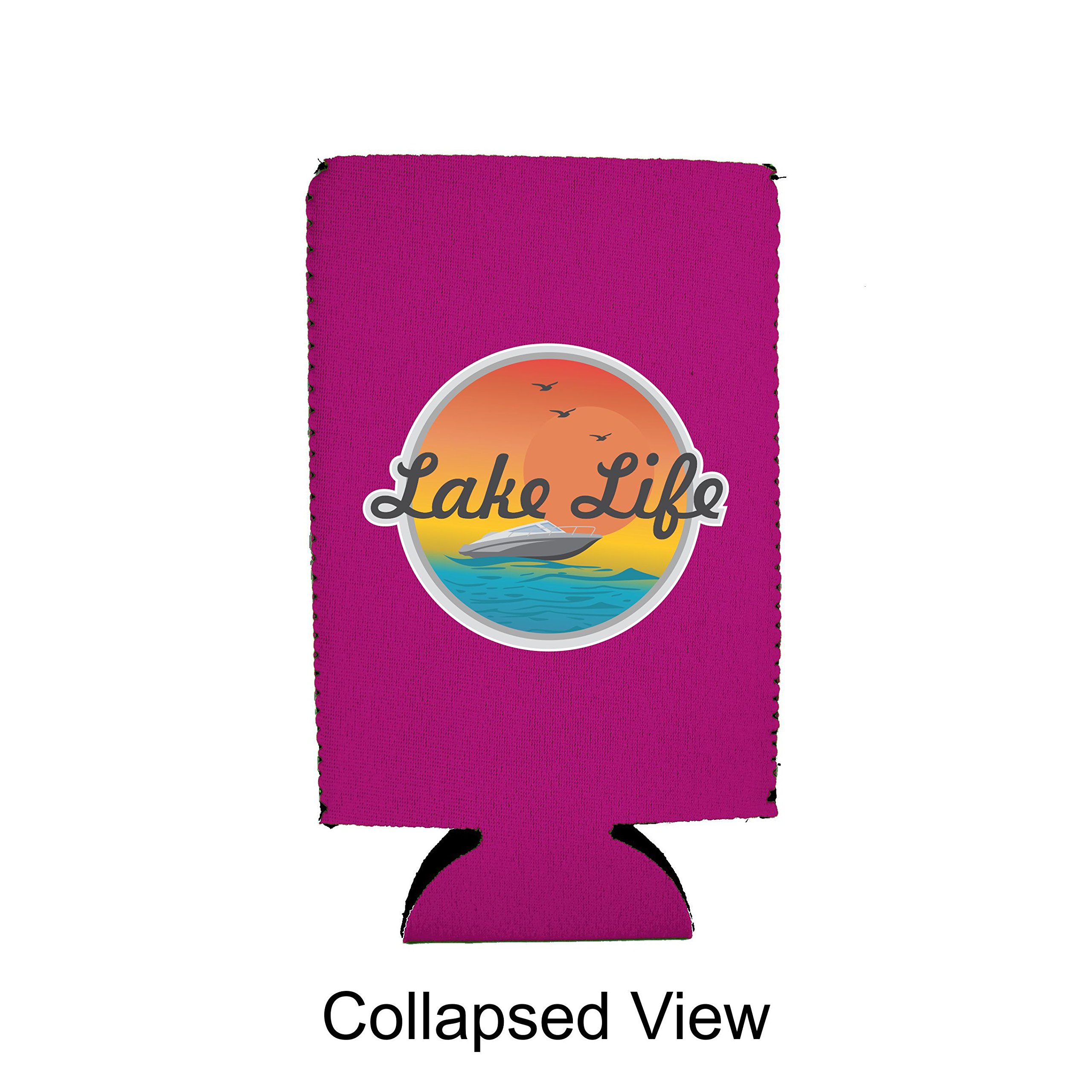 Lake Life 16 oz. Can Cooler Insulated Sleeve - Vibrant Magenta Color for Beer, Soda & Drink Cans - Perfect for Beach, Pool Parties, Boating & Outdoor Adventures