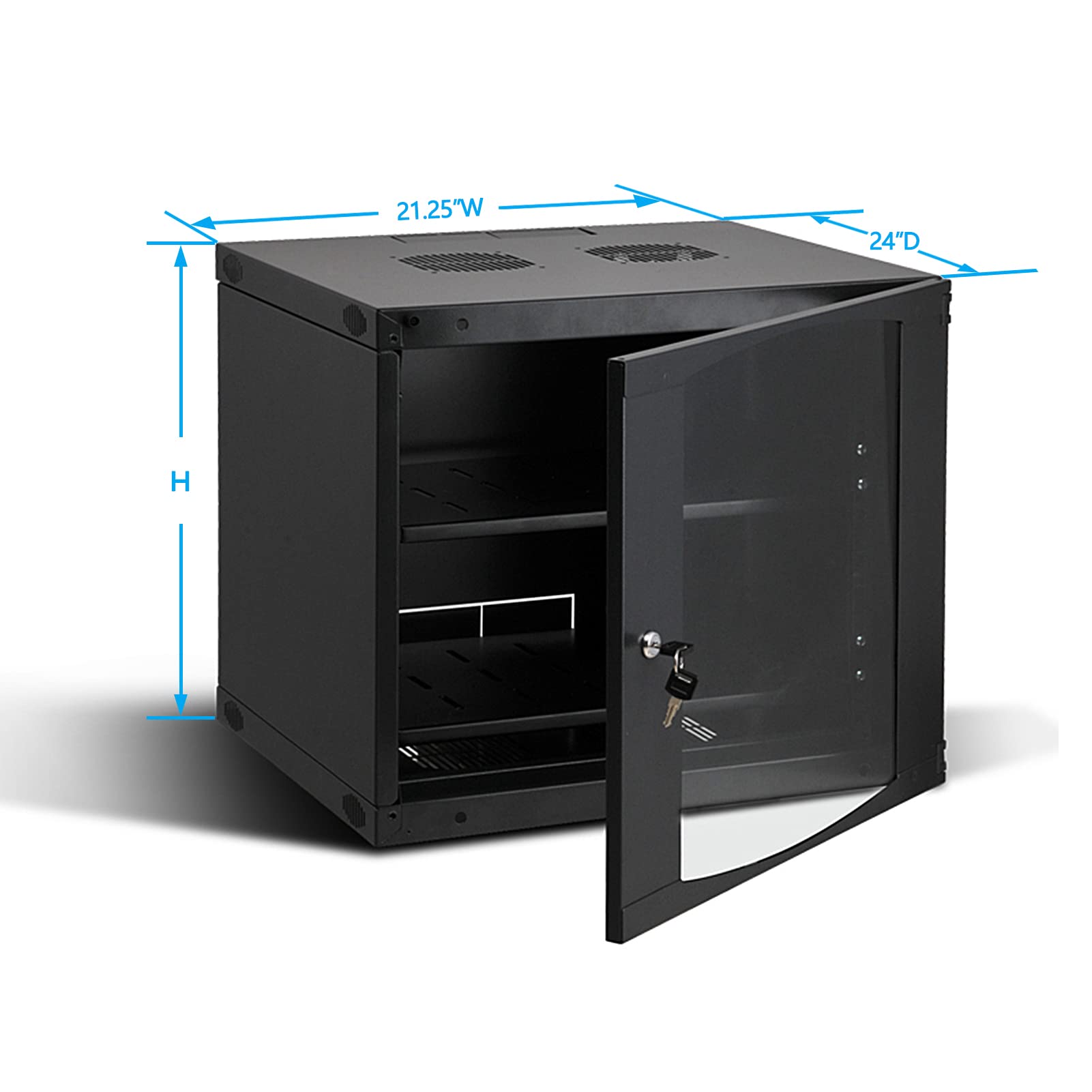 12U Wall Mount Server Rack Cabinet - Heavy Duty Network Equipment Enclosure with Lockable Glass Door for Data Centers & Home Offices | Perfect for Server, Router, Switch & IT Gear Organization