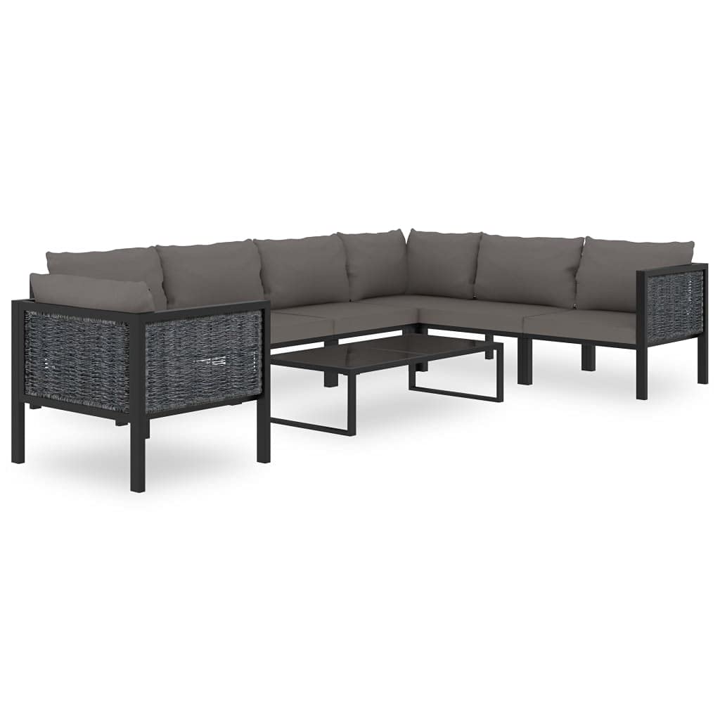 All-Weather Outdoor Sectional Sofa Set - PE Rattan Wicker Patio Conversation Furniture with Grey Cushions, Right Arm Corner Sofa in Anthracite - Perfect for Backyard, Poolside & Garden Relaxation
