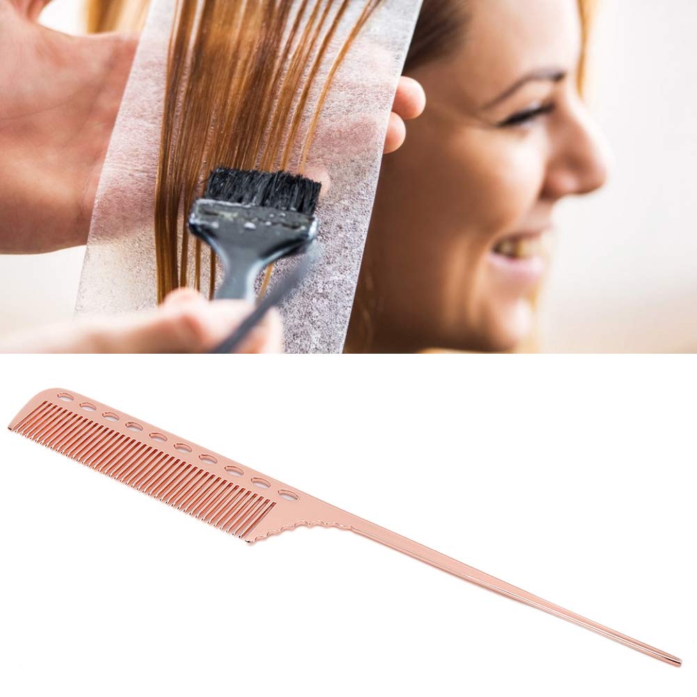 3 Pack Rose Gold Aluminum Comb Set - Tail Pin Comb, Rat Tail Comb & Teasing Comb for Men | Portable Barber Styling Tools for Hair Styling, Detangling & Volume (Rose Gold)