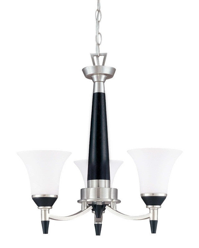 Nuvo Lighting 60 2454 Keen Collection 3-Light Energy Star Certified GU24 Base Fluorescent Chandelier in Brushed Nickel - Modern Dining Room & Kitchen Pendant Light Fixture