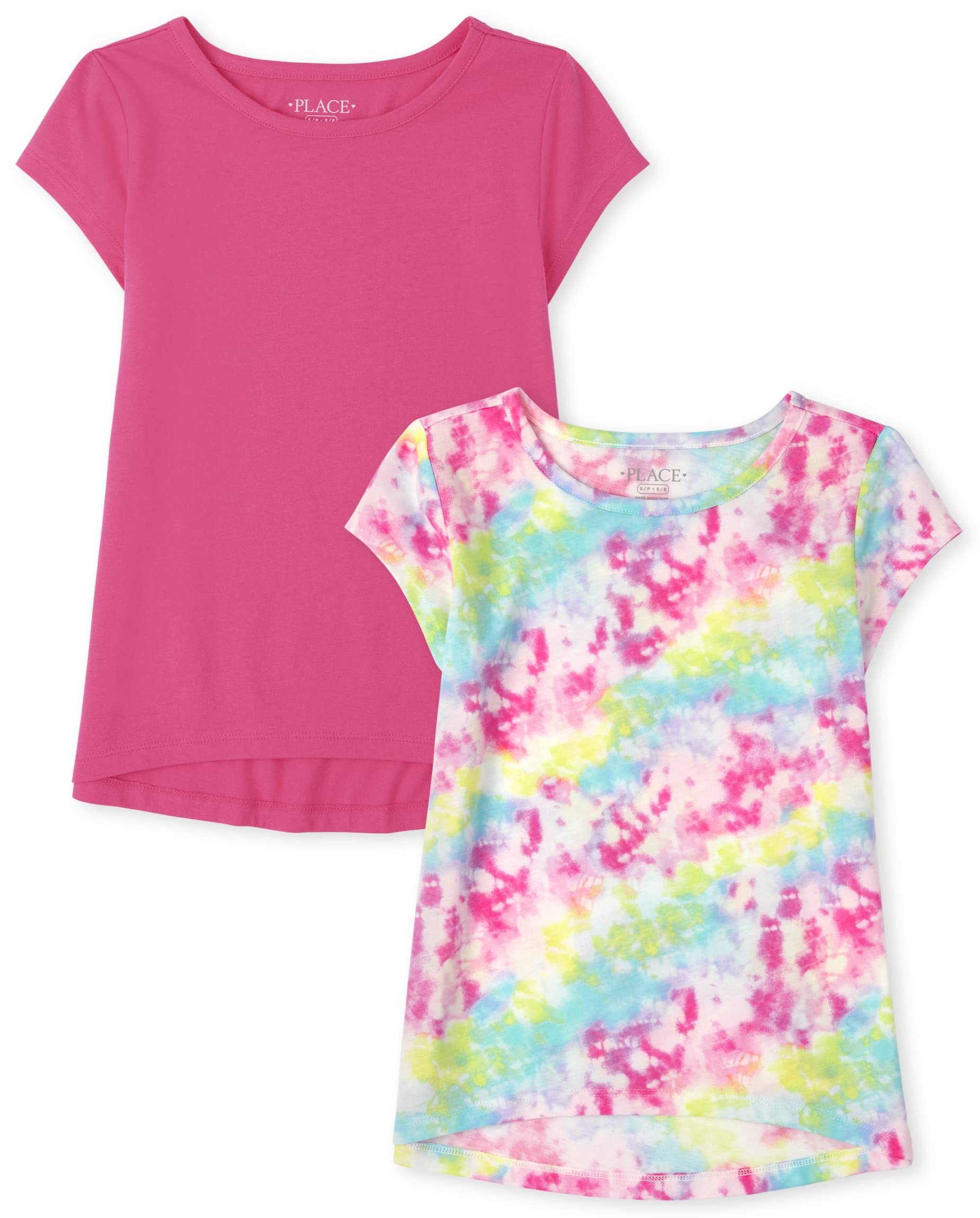 The Children's Place Girls' Short Sleeve Graphic Layering Tees - Soft Cotton Casual Tops for School, Playdates & Everyday Wear