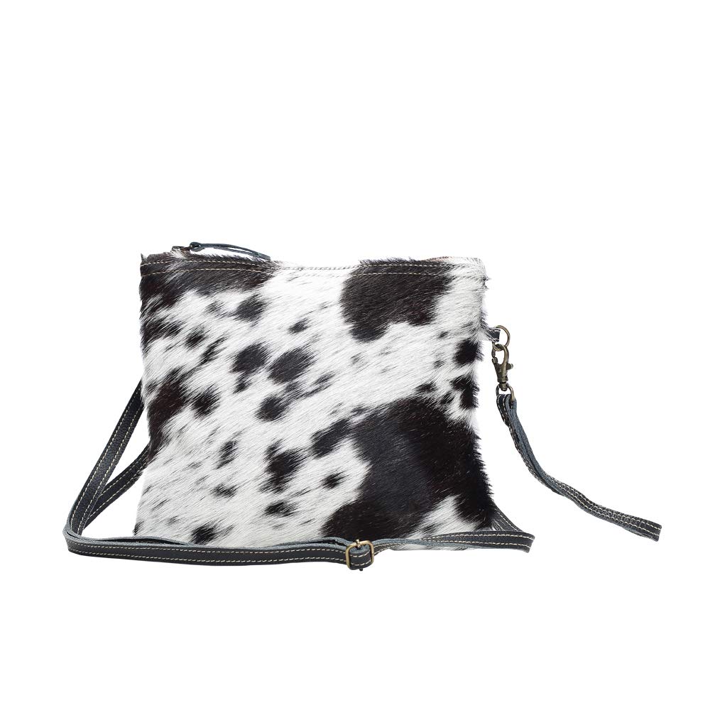 Myra Bag White & Black Cowhide Leather Crossbody Bag S-1172 - Stylish & Durable for Work, Travel & Everyday Use