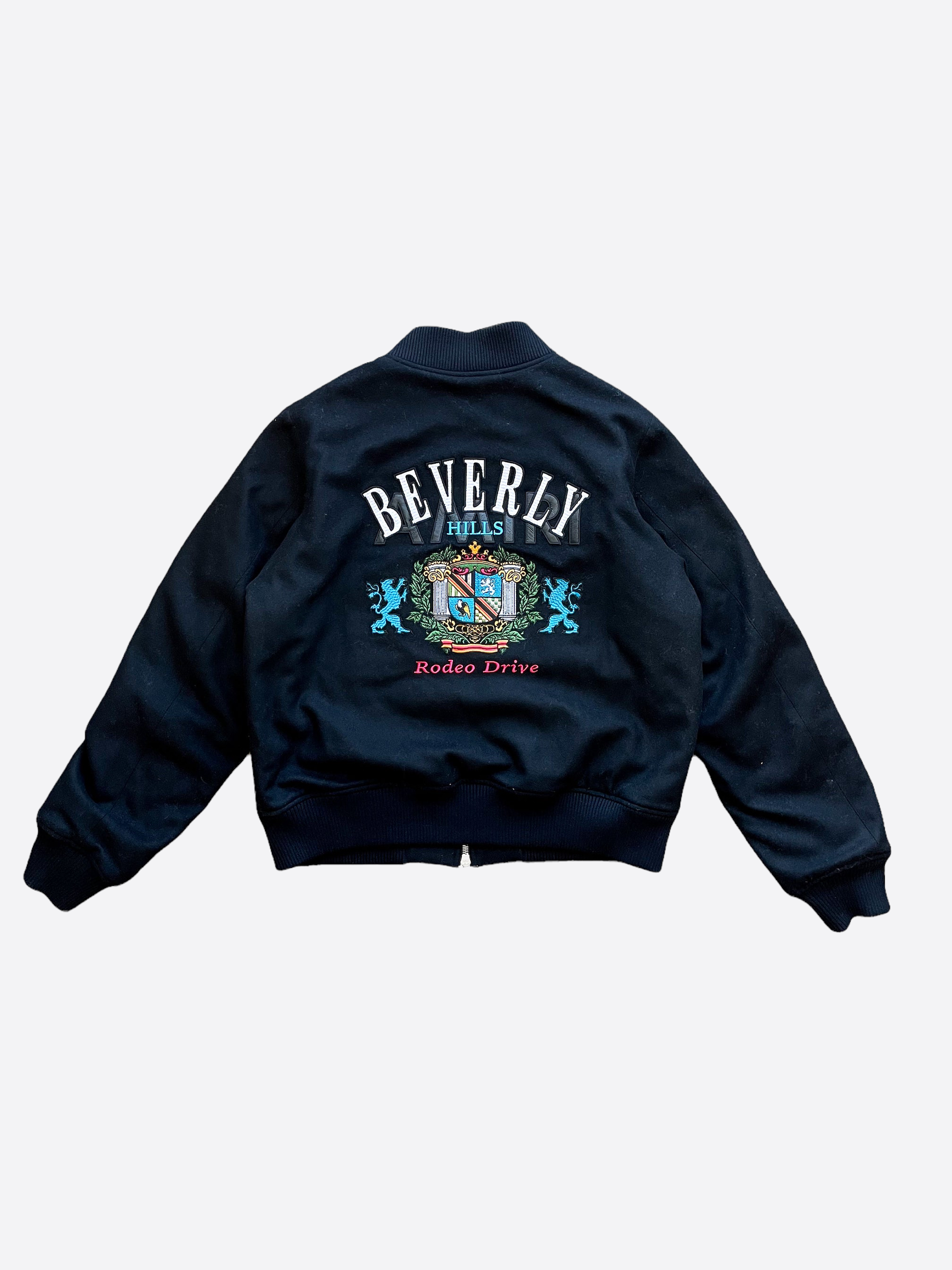 Amiri Black Beverly Hills Embroidered Denim Jacket for Men - Stylish Streetwear for Casual Outings & Nightlife