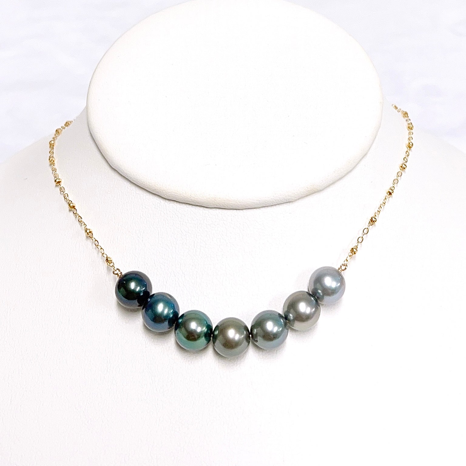 TEHINA Ombré Tahitian Pearl Necklace (N407) - Elegant Jewelry for Women, Perfect for Weddings, Parties & Special Occasions