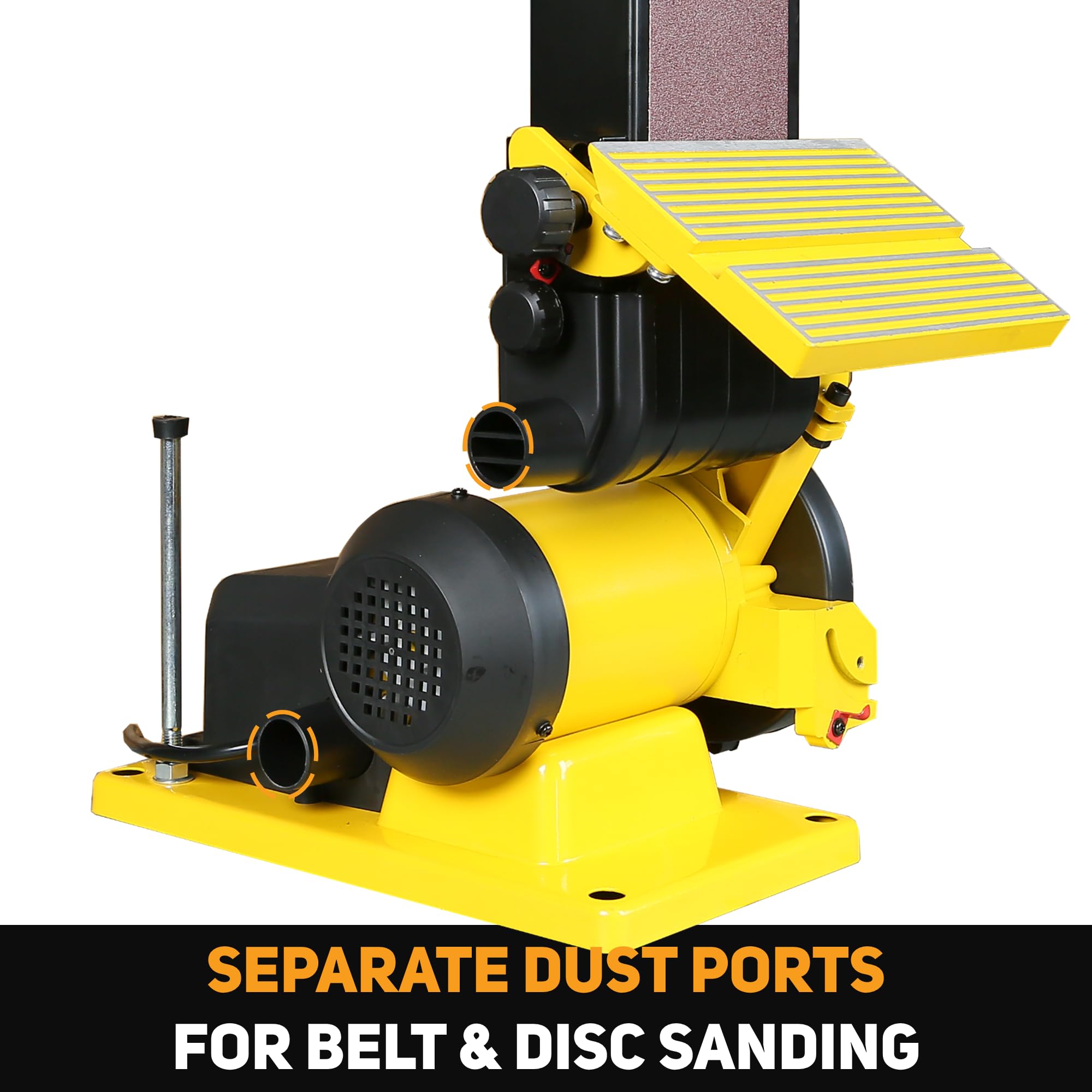4.3A Belt and Disc Sander | 4 x 36 Inch Sanding Belt & 6 Inch Disc | Dual Dust Ports | Heavy-Duty Steel Base | Includes 2 Sandpapers | Perfect for Woodworking, Metal Polishing & DIY Projects