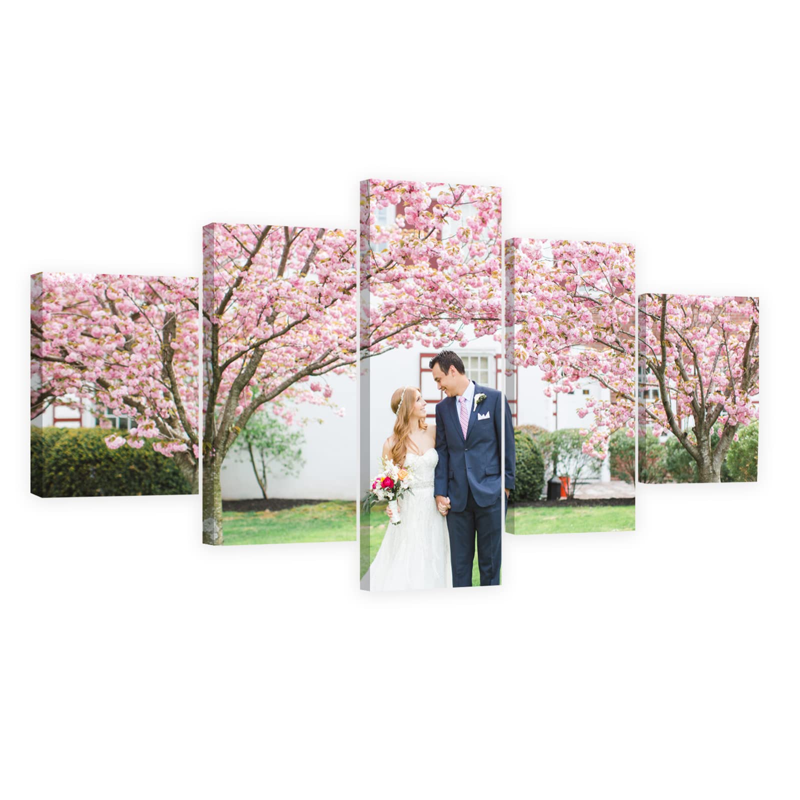 Custom 5 Panel Wall Art - Personalized Canvas Prints with Your Photos | Customized Poster Gifts & Picture Painting | Ready to Hang Wall Decor (12x16in x2, 12x24in x2, 12x32in x1) for Living Room, Bedroom & Office