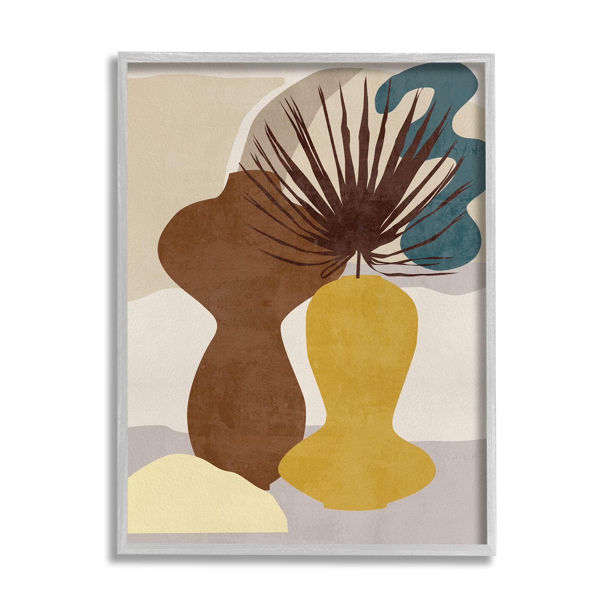 Stupell Industries Modern Yellow Vases with Potted Palm Plant - Boho Home Decor for Living Room, Bedroom & Office