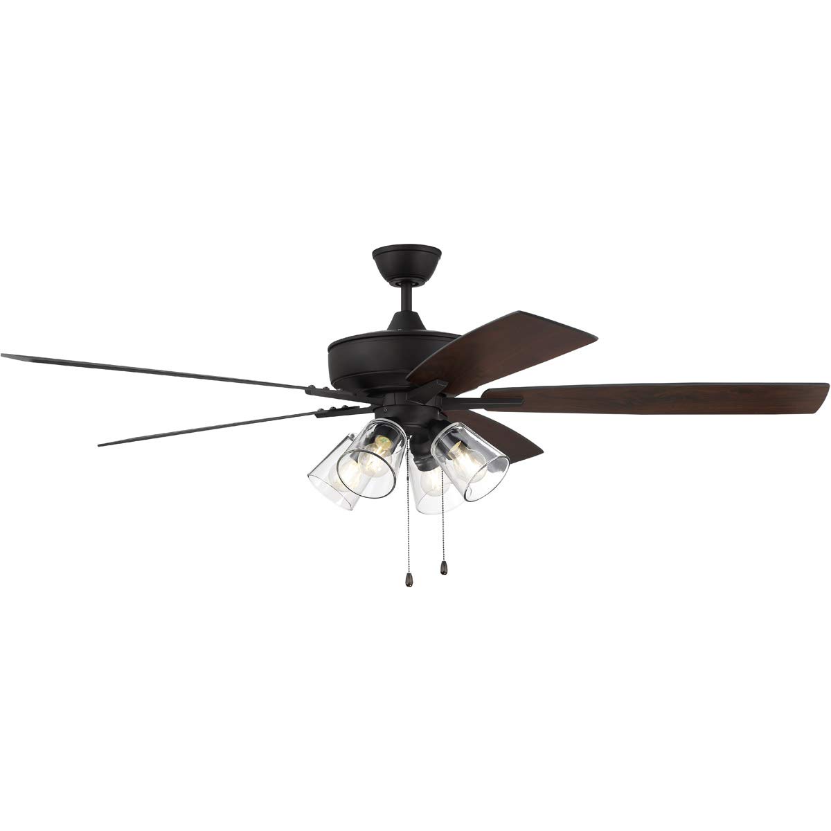 Craftmade S104ESP5-60ESPWLN 60 Inch Super Pro Ceiling Fan with LED Light Kit, Pull Chain Control & 5 Reversible Espresso/Walnut MDF Blades - Perfect for Living Room, Bedroom or Outdoor Covered Patio