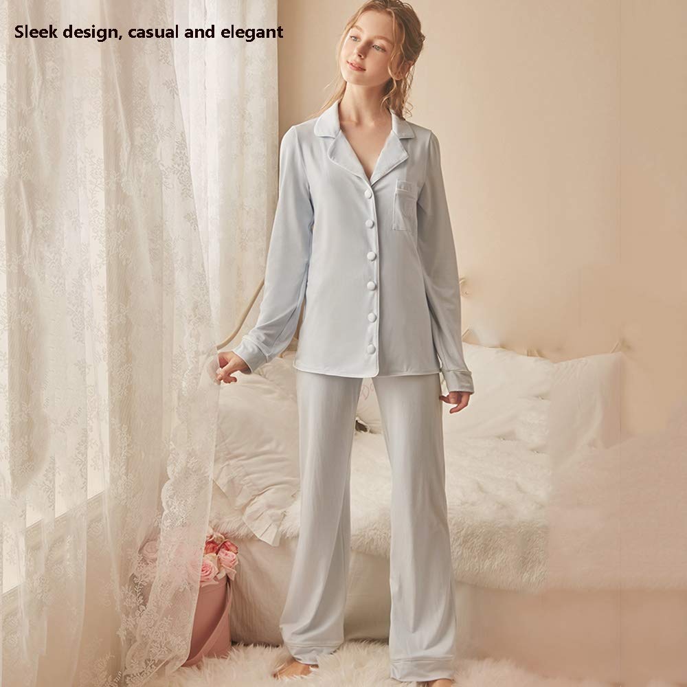 Soft & Comfortable Women's Two-Piece Pajama Set with Lapel Collar - Green XS | Cozy Home Wear for Relaxing, Lounging & Sleeping