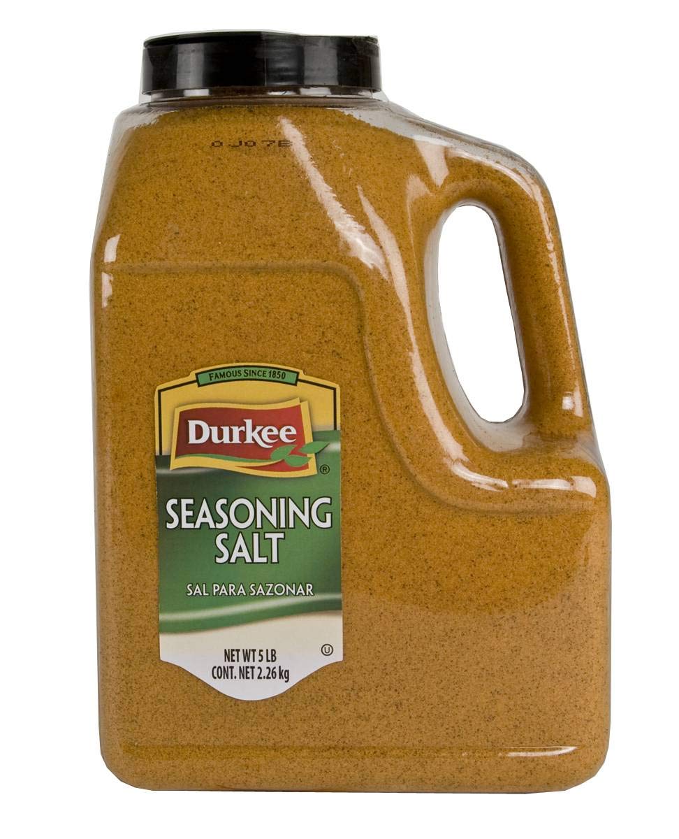 Durkee Seasoning Salt - 5 lb Bulk Container (6/Case) | Restaurant-Grade Seasoning for Meats, Vegetables & Popcorn | Perfect for Commercial Kitchens & Food Service