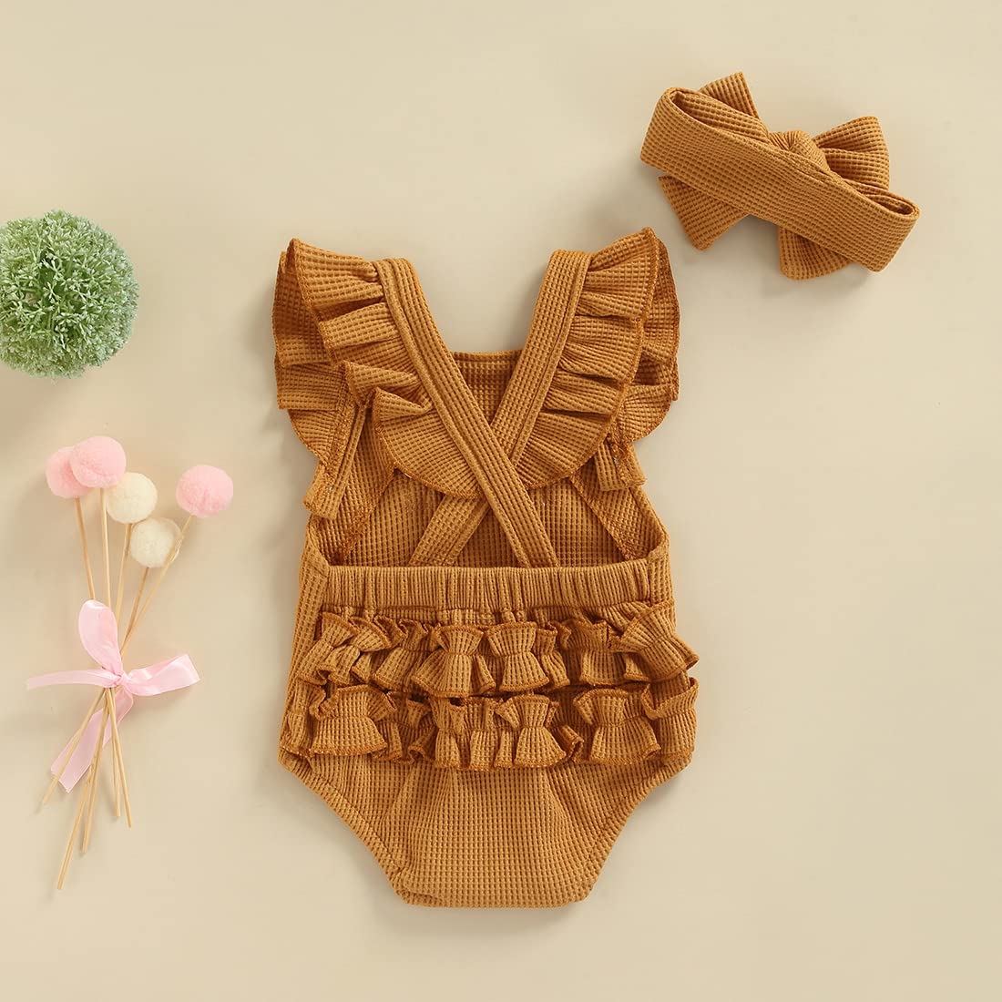 MERSARIPHY Boho Baby Girl Clothes - Cotton Linen Romper with Adjustable Straps, Newborn Summer Bodysuit Tops | Perfect for Photoshoots, Beach Outings & Casual Wear