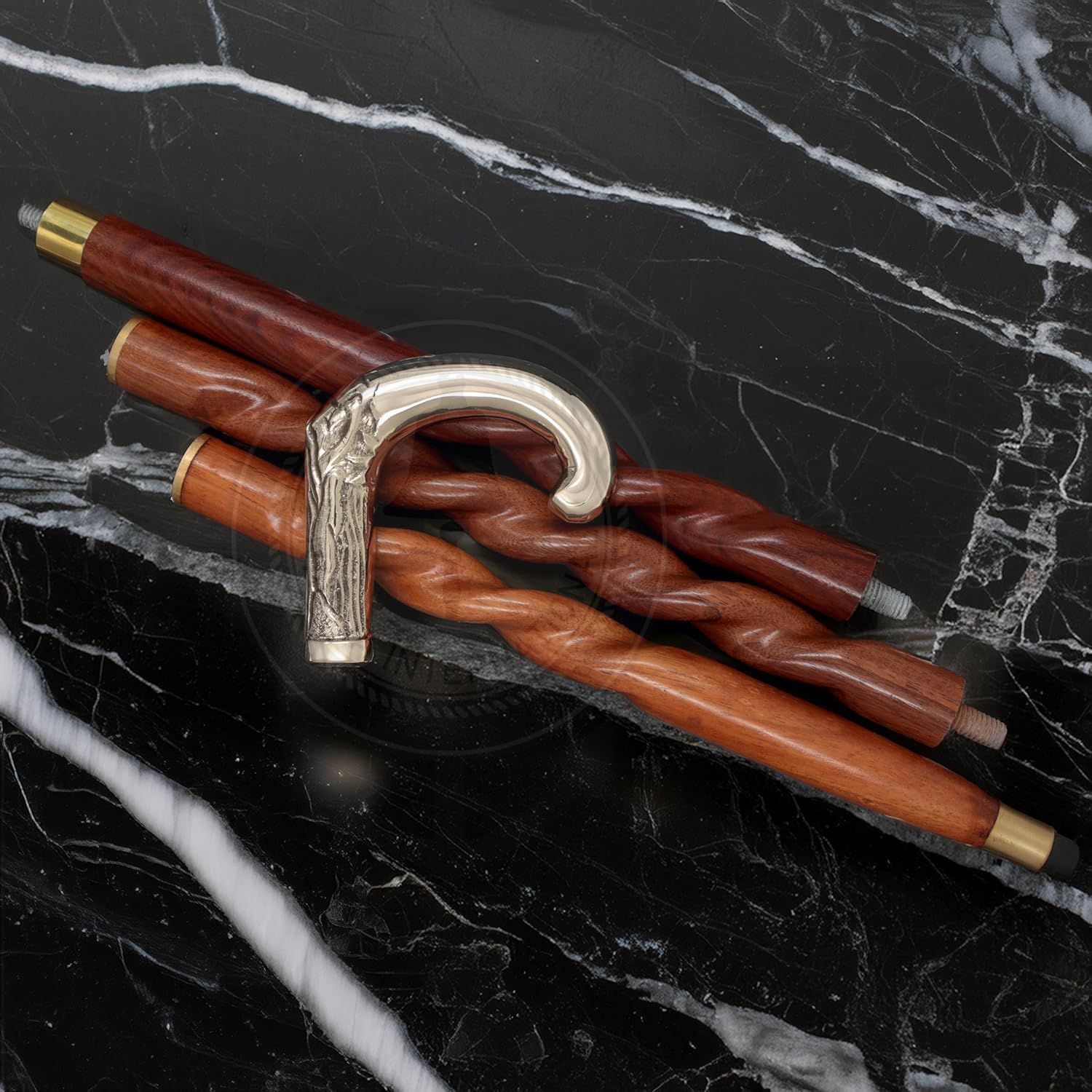 Premium Aluminum & Brass Decorative Rosewood Walking Cane - Full Size Adjustable Walking Stick for Men & Women - Ideal for Hiking, Fashion Accessory & Elderly Support
