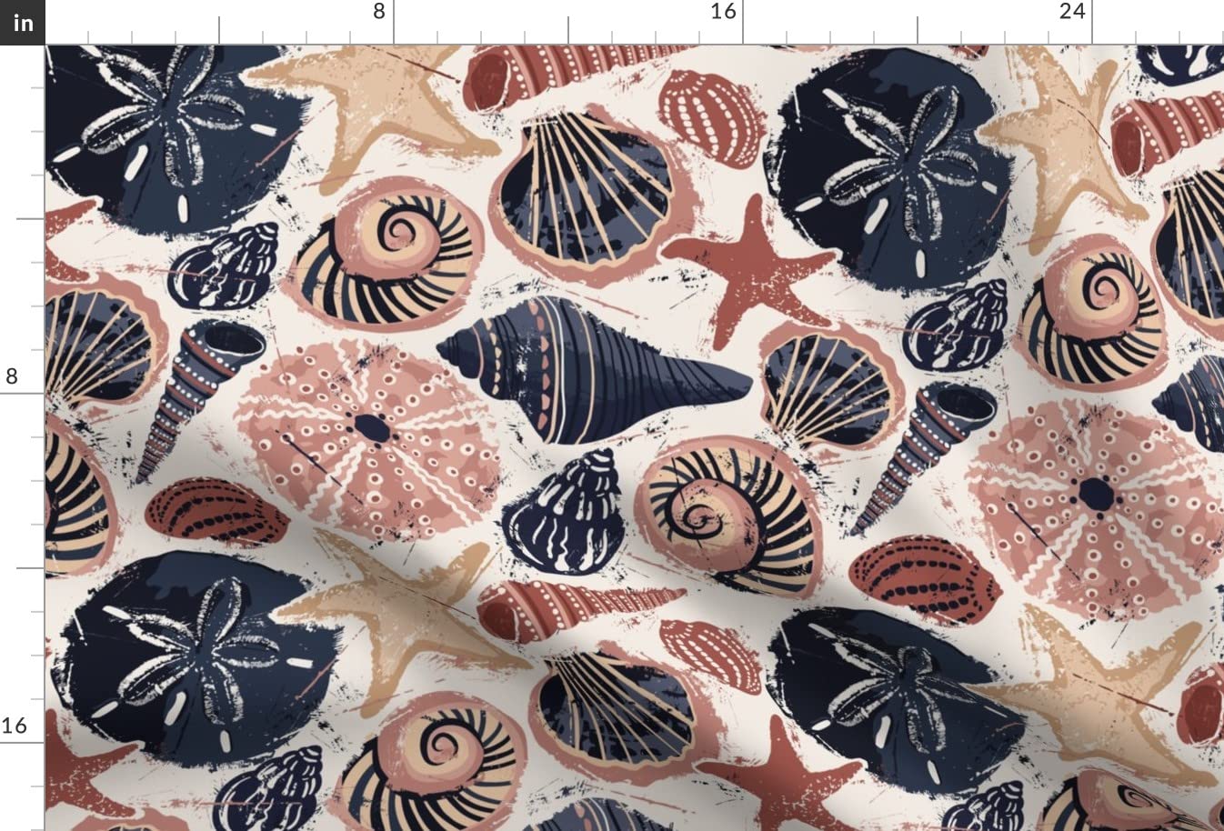 Seashells Sand Large Shells Printed Minky Fabric by The Yard - Soft Plush Fabric for Sewing Baby Blankets, Quilt Backing & DIY Home Decor Projects