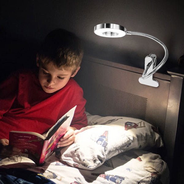 Depuley Dimmable Clip On Reading Light - 48 LED USB Bedside Lamp with 3 Color Modes & 15 Brightness Levels, Flexible Clamp Book Light for Makeup Mirror, Desk, Headboard, Piano, Computer - Perfect for Night Reading, Studying, and Crafting