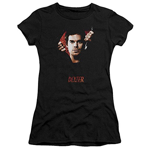 Dexter Body Bad Juniors' Sheer Fitted T-Shirt | Trendy Graphic Tee for Women & Teens | Perfect for Halloween, Cosplay & Casual Wear
