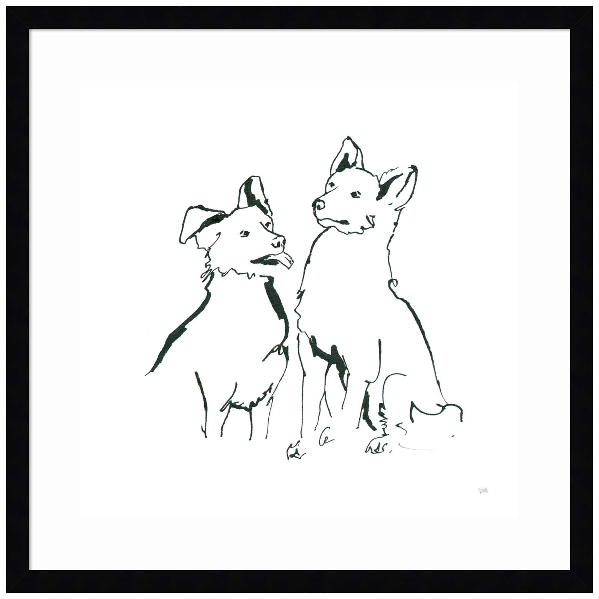 Amanti Art Framed Wall Art Print - 21x21 Lovable Mutts VI by Chris Paschke | Black & White Animal Wall Decor | Medium Poster Painting for Living Room, Bedroom, Office | Perfect for Pet Lovers & Modern Home Decor