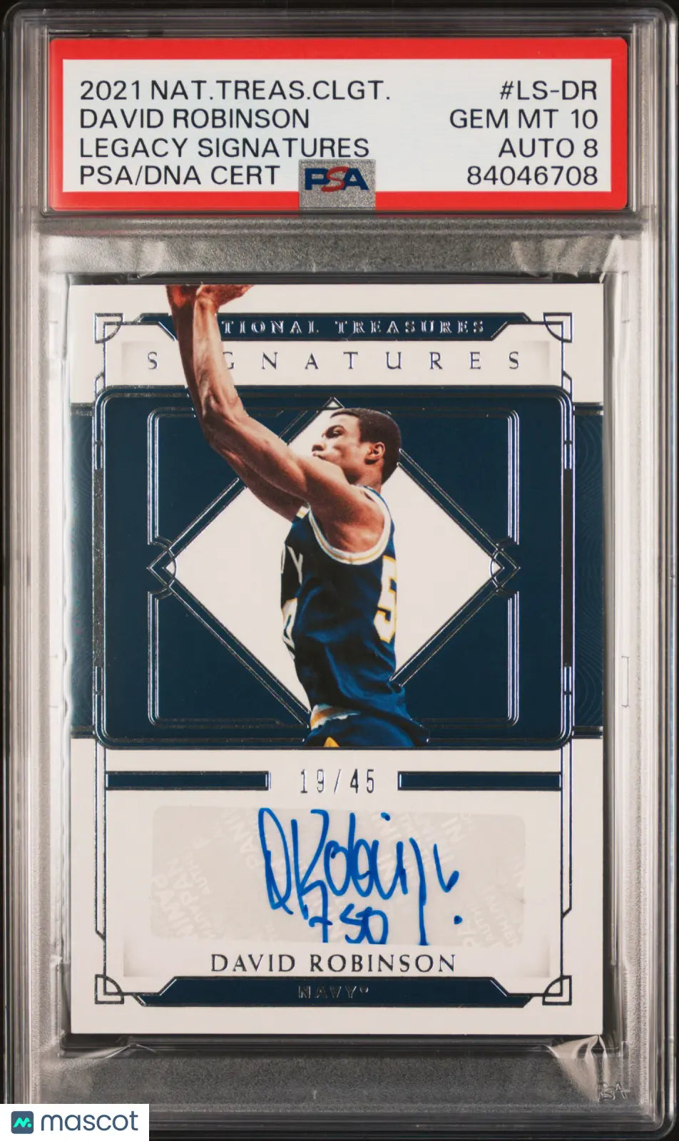 2021 Panini National Treasures Collegiate Legacy Autograph David Robinson PSA 10 /45 - Rare Basketball Memorabilia for Collectors & Spurs Fans - Perfect for Display, Investment & Sports Memorabilia Collections