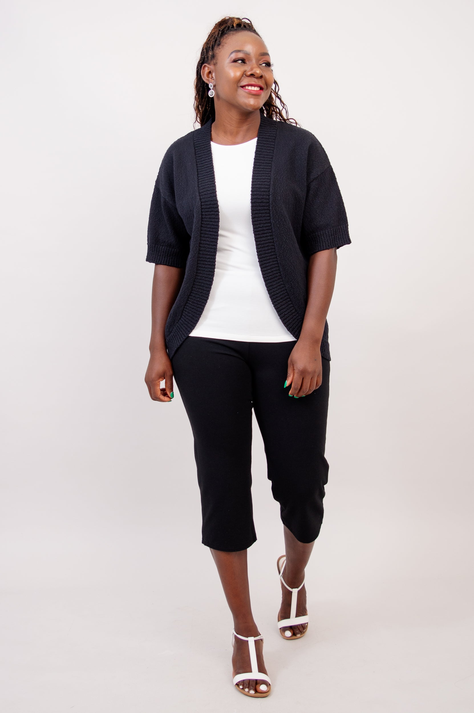 Jana Cardigan Sweater for Women - Soft Cotton Knitwear in Black - Perfect for Casual Outfits & Layering in Fall & Winter
