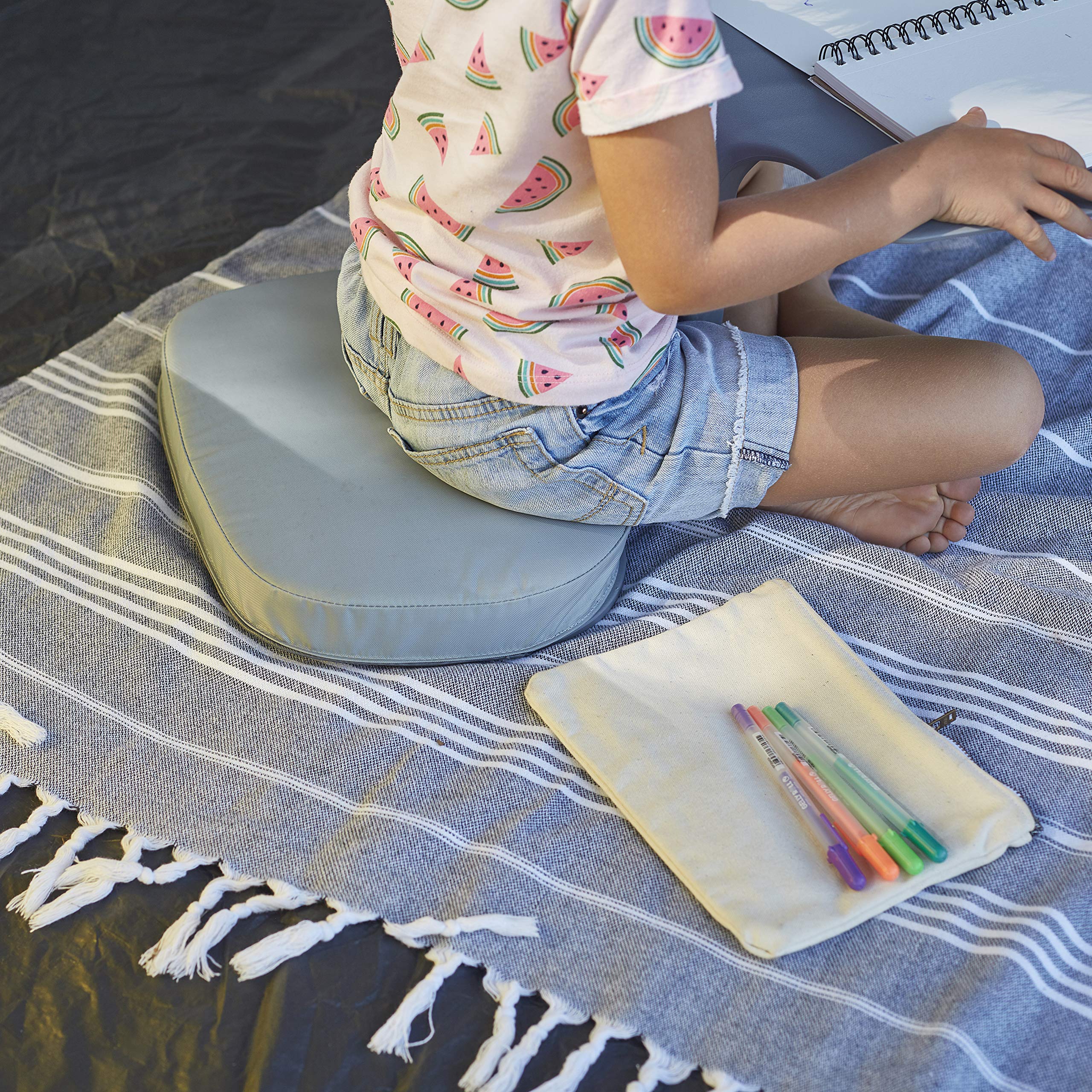 ECR4Kids The Surf Portable Lap Desk with Cushion - Light Grey Flexible Seating for Kids & Teens - Perfect for Homework, Reading, and Bedroom Use