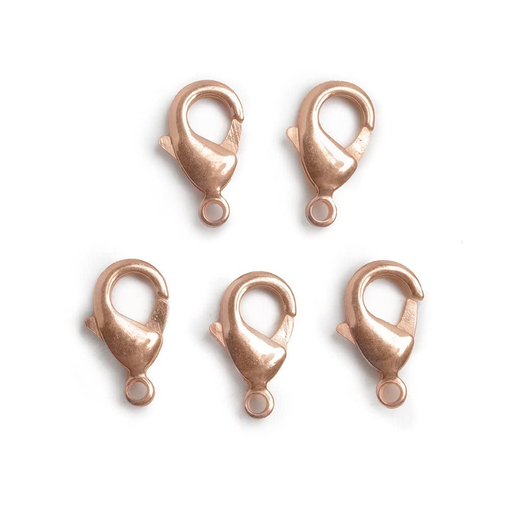 15mm Rose Gold Plated Lobster Clasps - Set of 5 for Jewelry Making, Bracelets, Necklaces & DIY Craft Projects