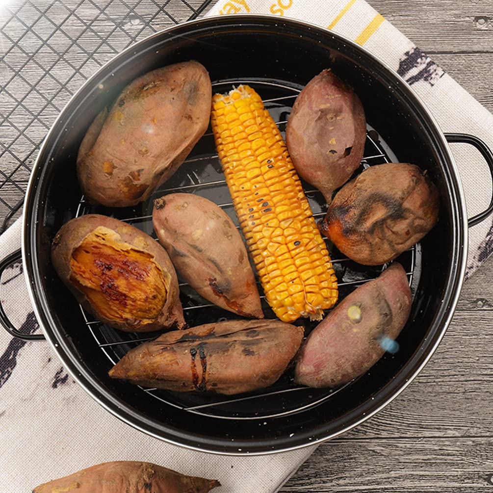 Cabilock Cast Iron Roasting Pan Set for Sweet Potatoes, Chestnuts, Corn - Versatile Baking & Roasting Container for Kitchen Use - Perfect for Camping, BBQs, and Holiday Cooking