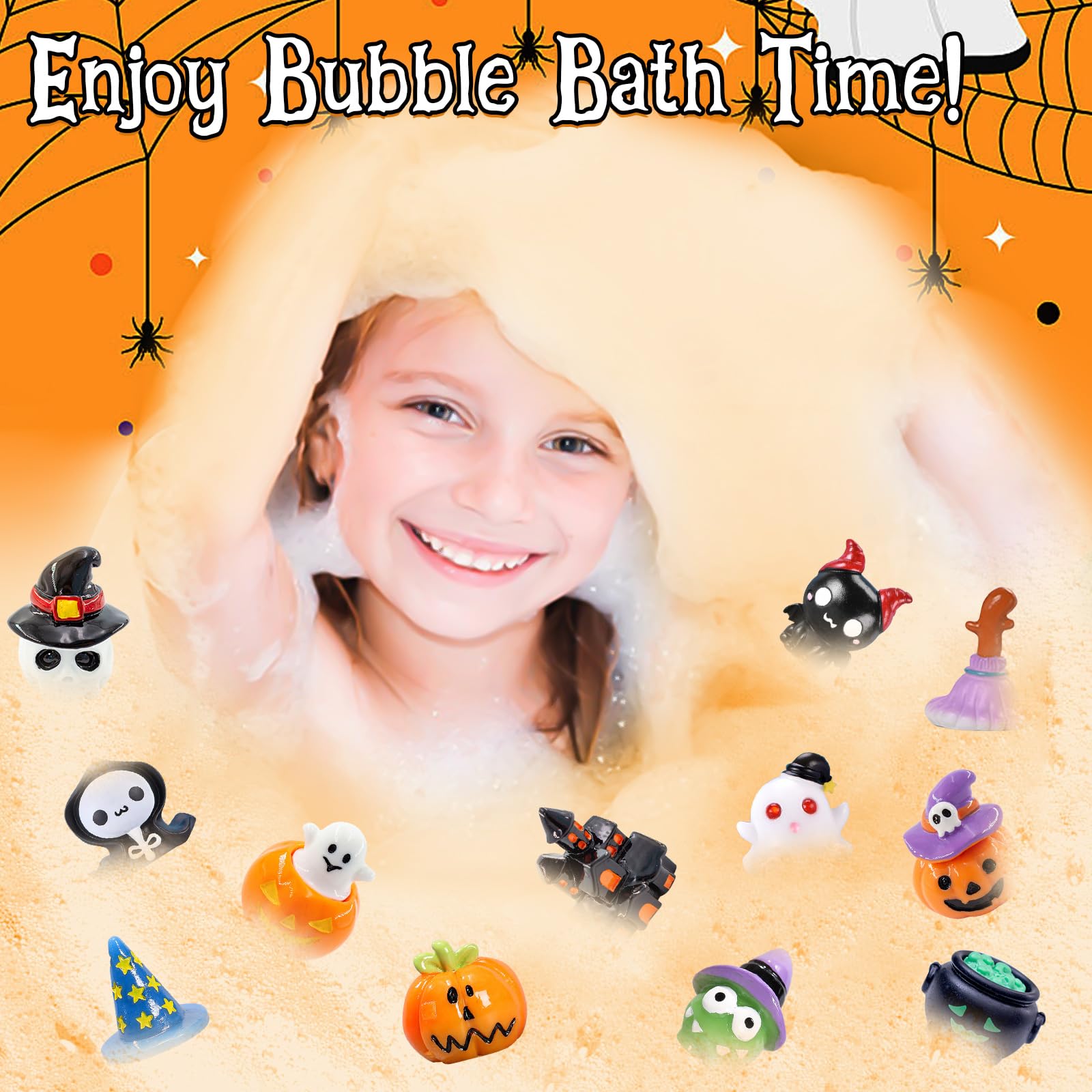 Halloween Pumpkin Bath Bombs for Kids - Surprise Halloween Toys Inside, Fun Halloween Treat Bags & Gifts for Boys and Girls - Perfect for Halloween Parties, Trick or Treating & Spooky Bath Time Fun