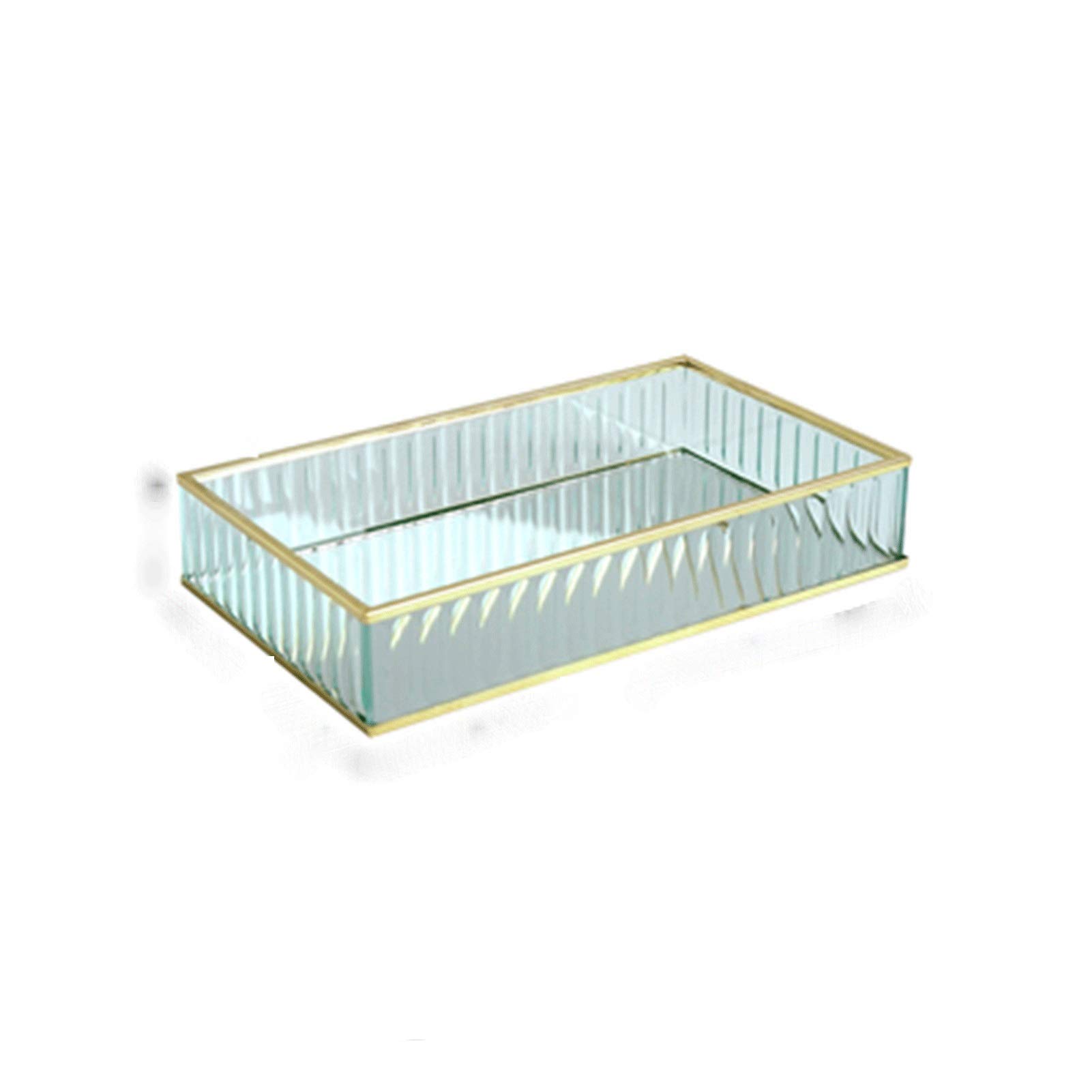 LAIQIAN Gold Metal Edge Glass Mirror Tray - Decorative Serving Tray for Wine, Cake, Jewelry & Home Decor - Modern Storage Solution for Dining, Bathroom & Vanity (Color: Gold)