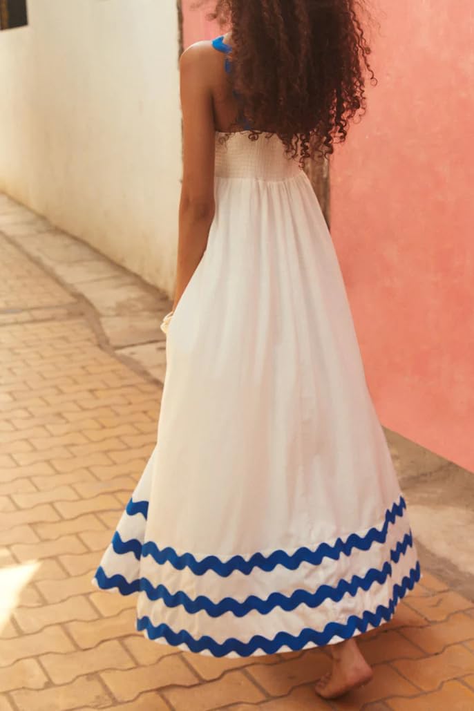 Women's Casual Sleeveless Shirred Back Flowy Maxi Dress for Vacation, Beach, Summer Outfits & Boho Style - Perfect for Tropical Getaways, Pool Parties and Date Nights