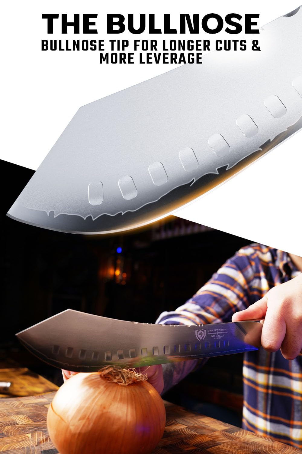 Dalstrong 10-Inch Bull-Nose Butcher Knife - Valhalla Series Premium 9CR18MOV High Carbon Steel Kitchen Knife with Celestial Resin & Wood Handle - Razor Sharp BBQ Meat Cleaver, Breaking Knife with Leather Sheath - Perfect for Butchering, Meat Processing, and Professional Kitchen Use