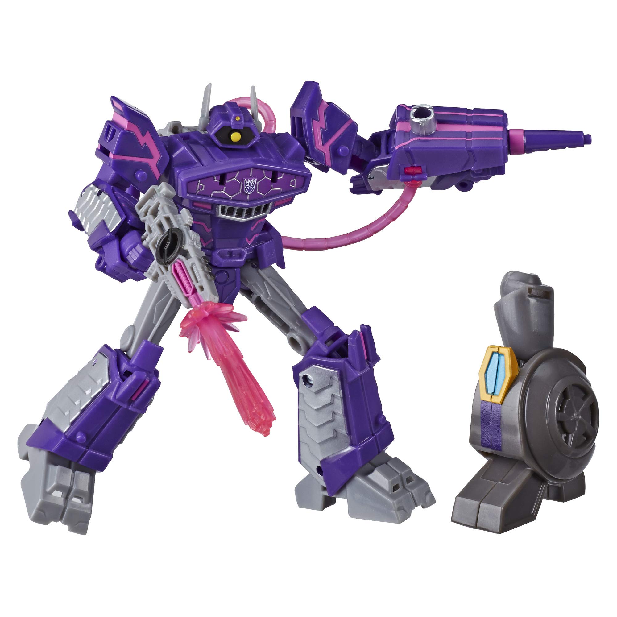 Transformers Cyberverse Deluxe Shockwave Action Figure - 5-inch Shock Blast Attack Toy with Build-A-Figure Piece for Kids Ages 6+ | Collectible Robot Toy for Playtime, Birthday Gifts & Display