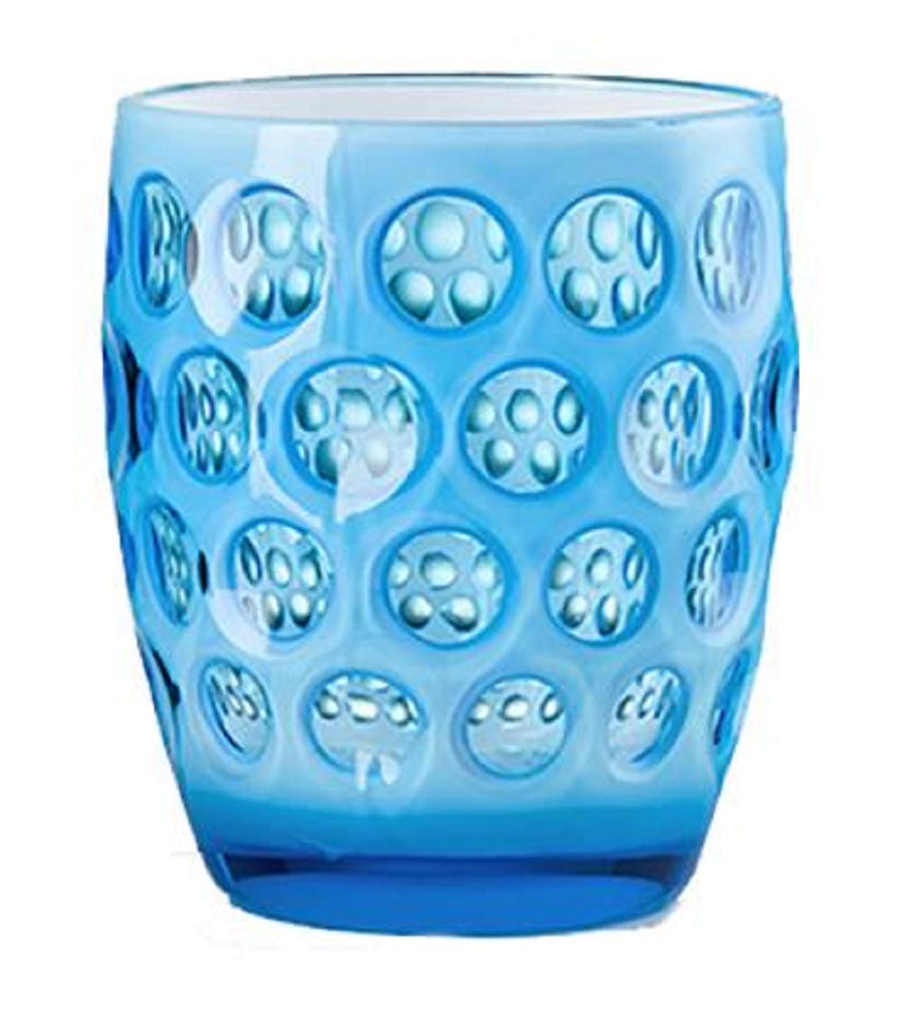 Mario Luca Giusti Turquoise and White Tumbler Glass - Elegant Drinking Cup for Cocktails, Wine, and Home Bar Decor