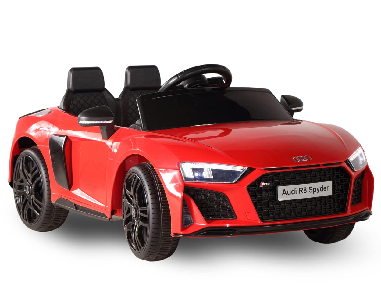 Audi R8 Spyder 12V Kids Electric Ride-On Car with Parental Remote Control, Dual Motors, MP3 Player, Bluetooth, LED Headlights & Premium Wheels - Red - Perfect for Birthday Gifts, Outdoor Play & Family Fun