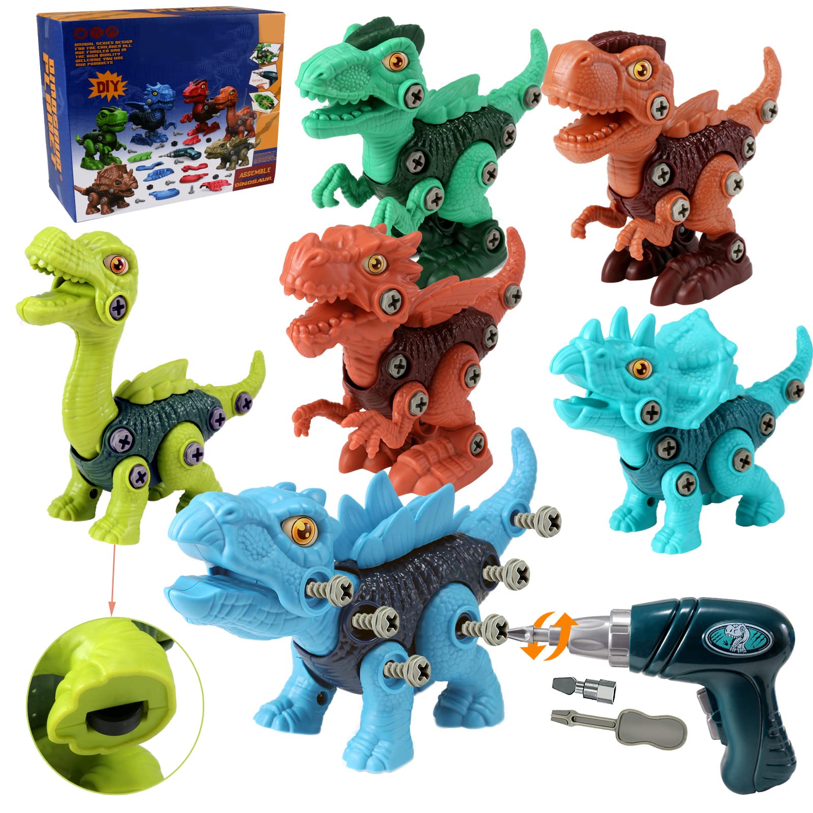 Electric Dinosaur Building Toys for Kids 3-8 | STEM Learning & Birthday Gifts for Boys & Girls | Play & Learn Construction Set