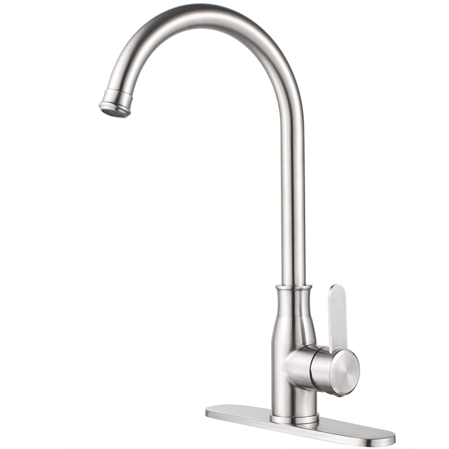 Brushed Nickel Single Handle High Arc Kitchen Faucet - Stainless Steel Modern Sink Faucet for Commercial Bar & Home Kitchen - Perfect for Washing Dishes, Filling Pots & Cleaning Veggies