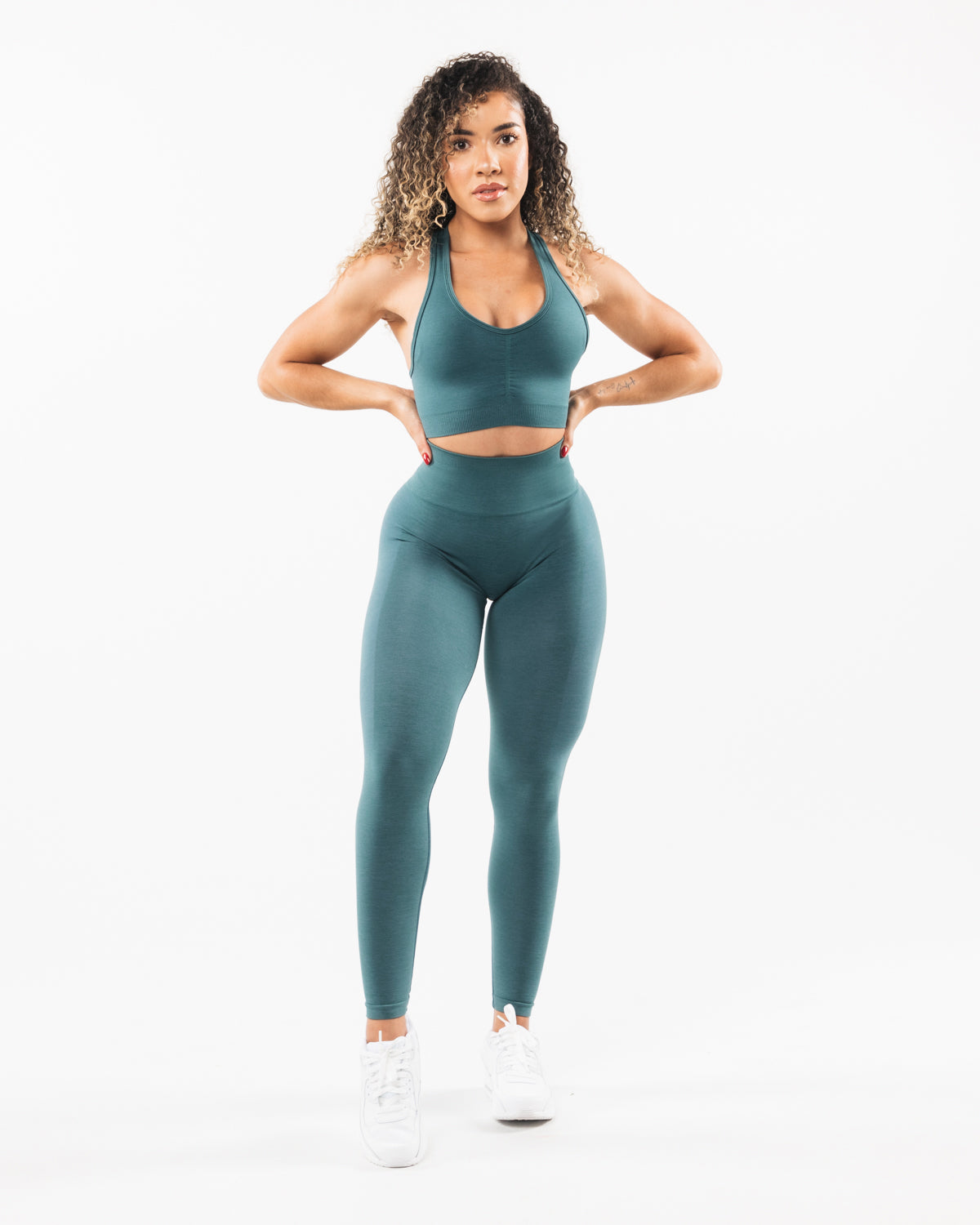 Amplify High Waist Yoga Leggings - Ocean Blue - Women's Workout Tights for Running, Gym & Lounge - Moisture Wicking & Stretchy Activewear