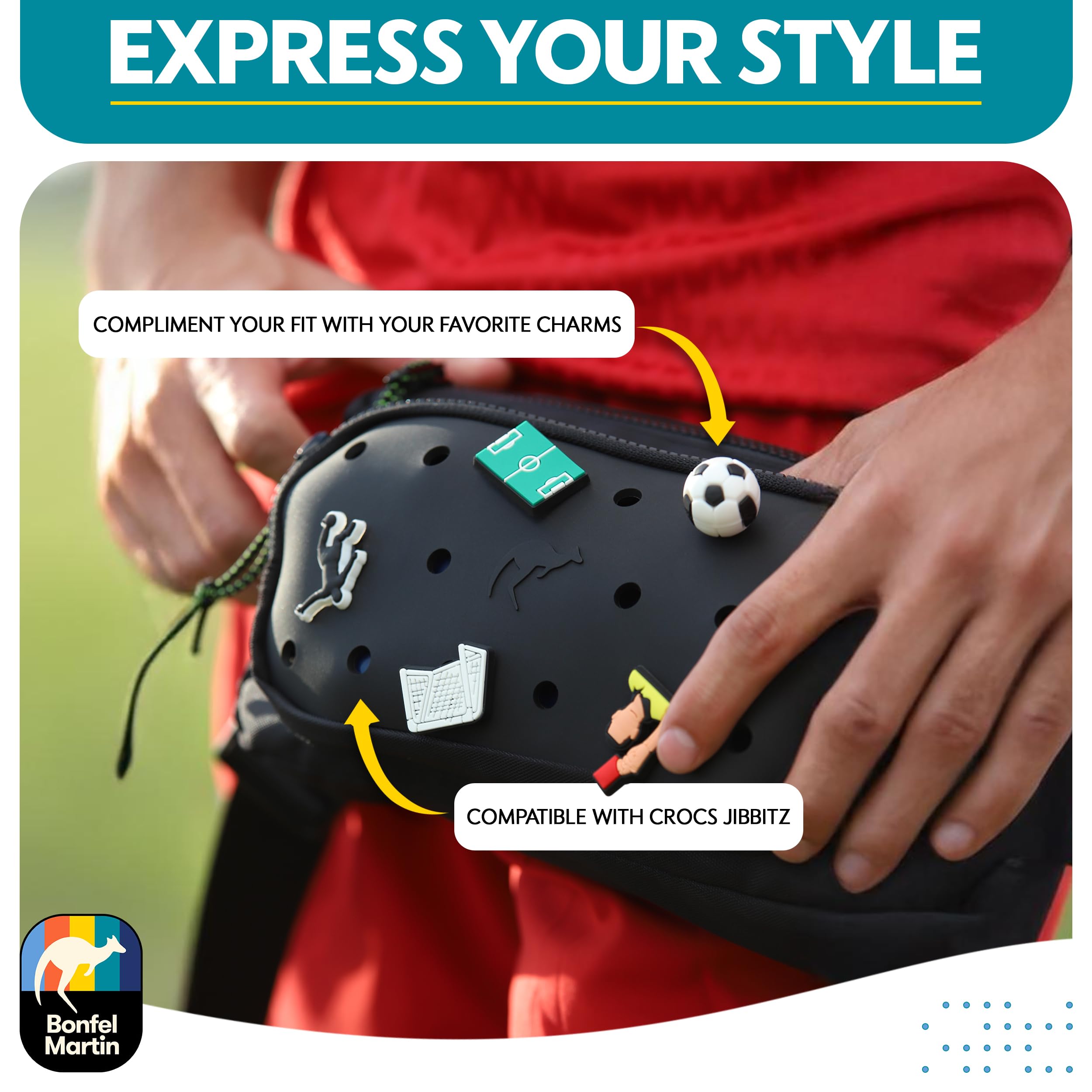 Insulated Waist Pack for Women & Men - Adjustable Fanny Pack with Custom Charm Panel - Unisex Crossbody Bag for Travel, Hiking, Gym - Fashionable Hip Pack (Black) - Perfect for Outdoor Adventures, Workouts & Daily Use